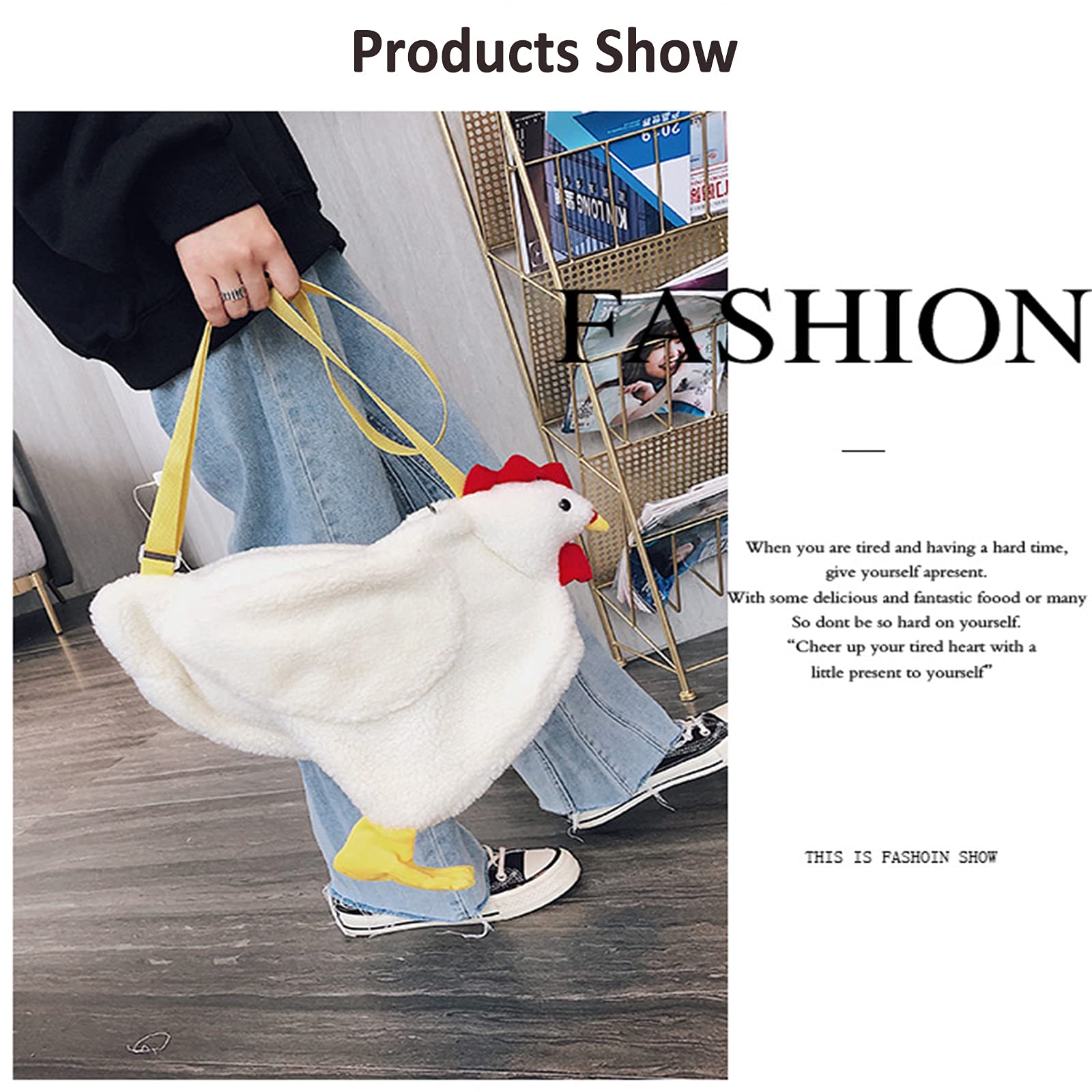 VDYXEW Cartoon Chicken Shoulder Bag for Women - Casual Crossbody Purse for Daily Use