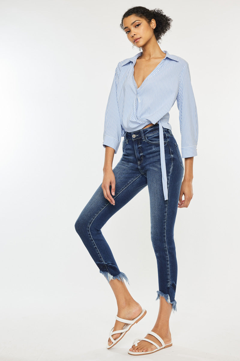 Dana High Rise Ankle Skinny Jeans for Women - Stretchy Slim Fit Denim Pants, Comfortable Everyday Wear for Casual Outfits & Date Nights