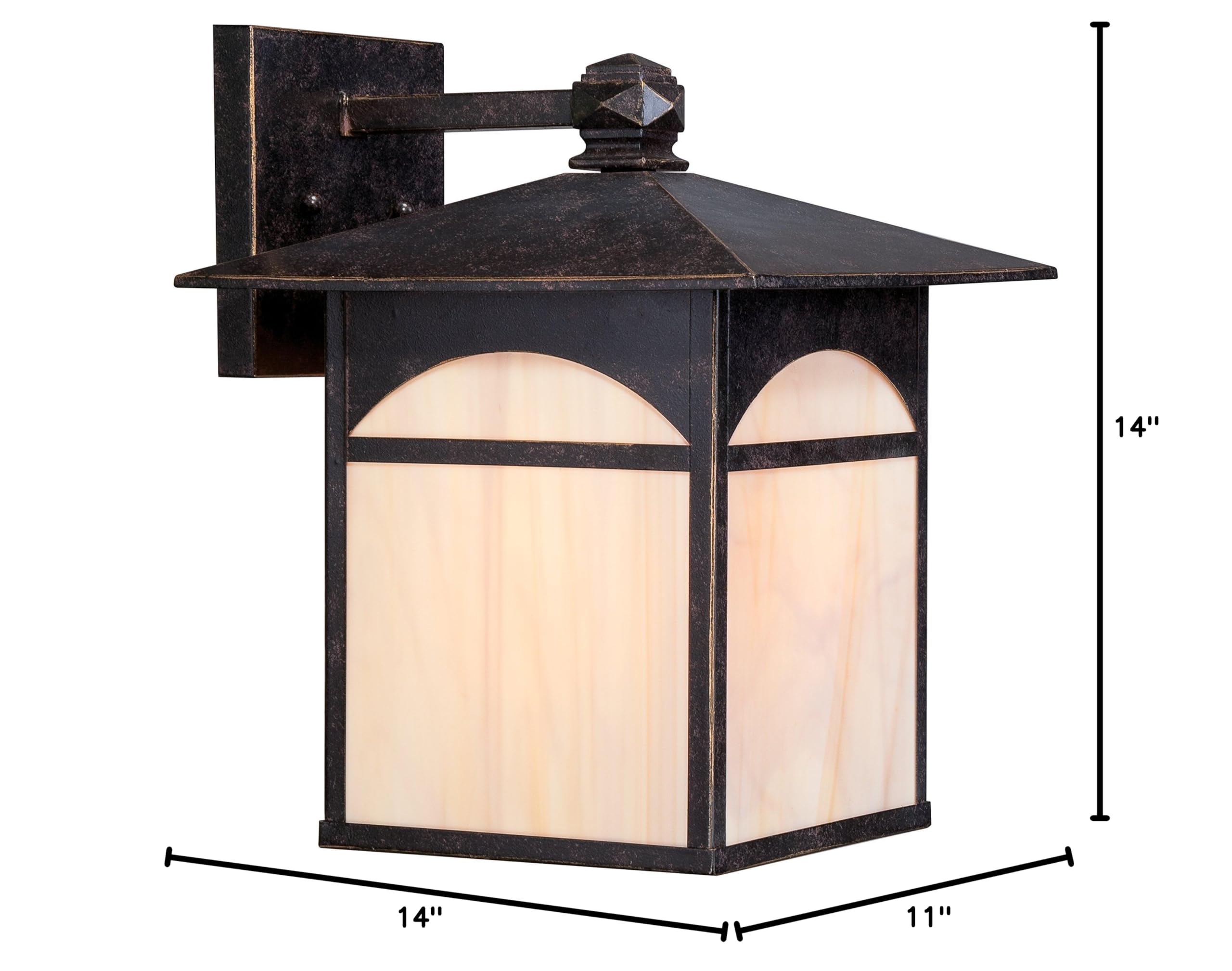 Nuvo Lighting 60/5653 Canyon Large One Light Wall Lantern - 100W A19 Outdoor Porch & Patio Light Fixture with Honey Stained Glass in Umber Bronze - Perfect for Entryway, Garden, Deck, and Exterior Home Lighting