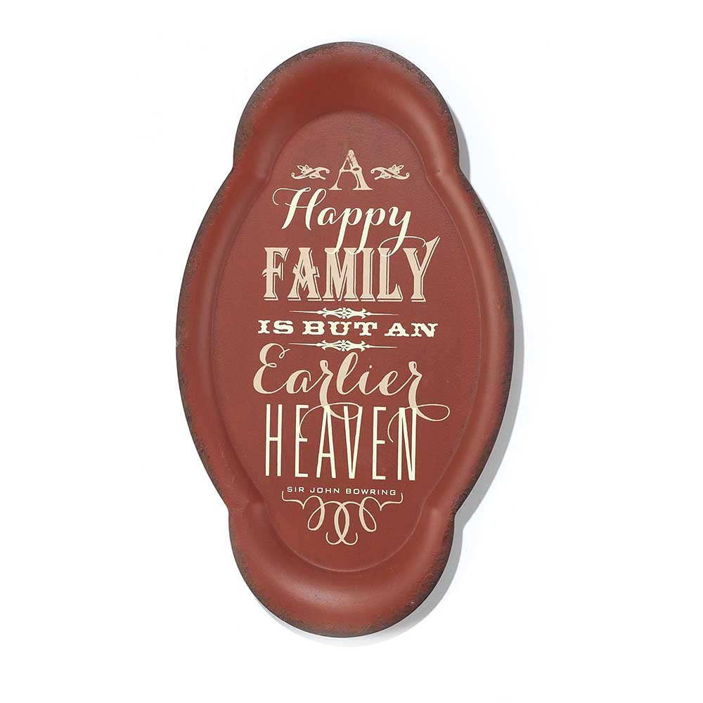 Jozie B 246316 Happy Family Iron Metal Tray Wall Plaque - Rustic Home Decor for Living Room, Kitchen & Entryway - Perfect for Family Photos & Wall Art Display