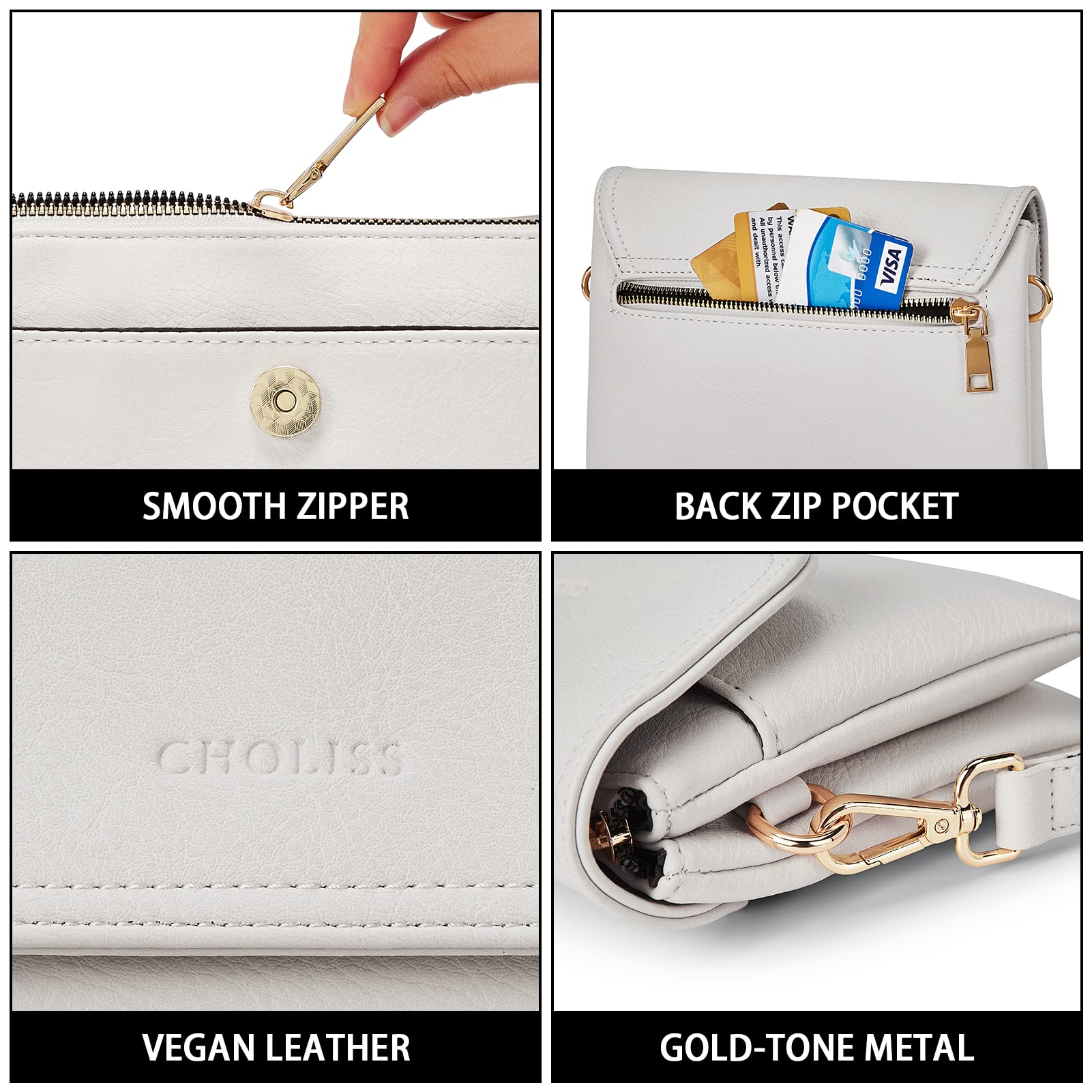 CHOLISS Vegan Leather Crossbody Bag for Women - Mini Travel Purse with Adjustable Strap | Perfect for Daily Use & Travel