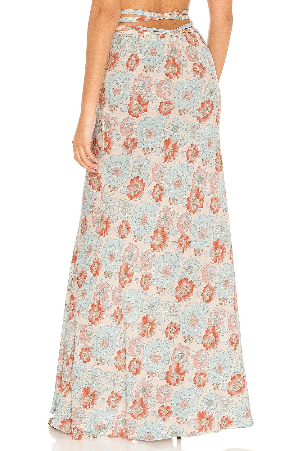 Free People Women's That's A Wrap Printed Maxi Dress - Floral Bohemian Summer Beach Dress, Sky Blue & White Combo (Size Large) | Perfect for Beach Vacations, Music Festivals & Boho Chic Outfits