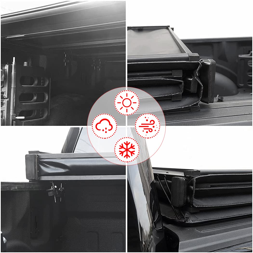 CCiyu Soft Folding Tonneau Cover for 2014-2020 Toyota Tundra 5.5FT Bed - Waterproof Truck Bed Cover Kit with Four-Fold Design | Perfect for Camping, Road Trips & Cargo Protection