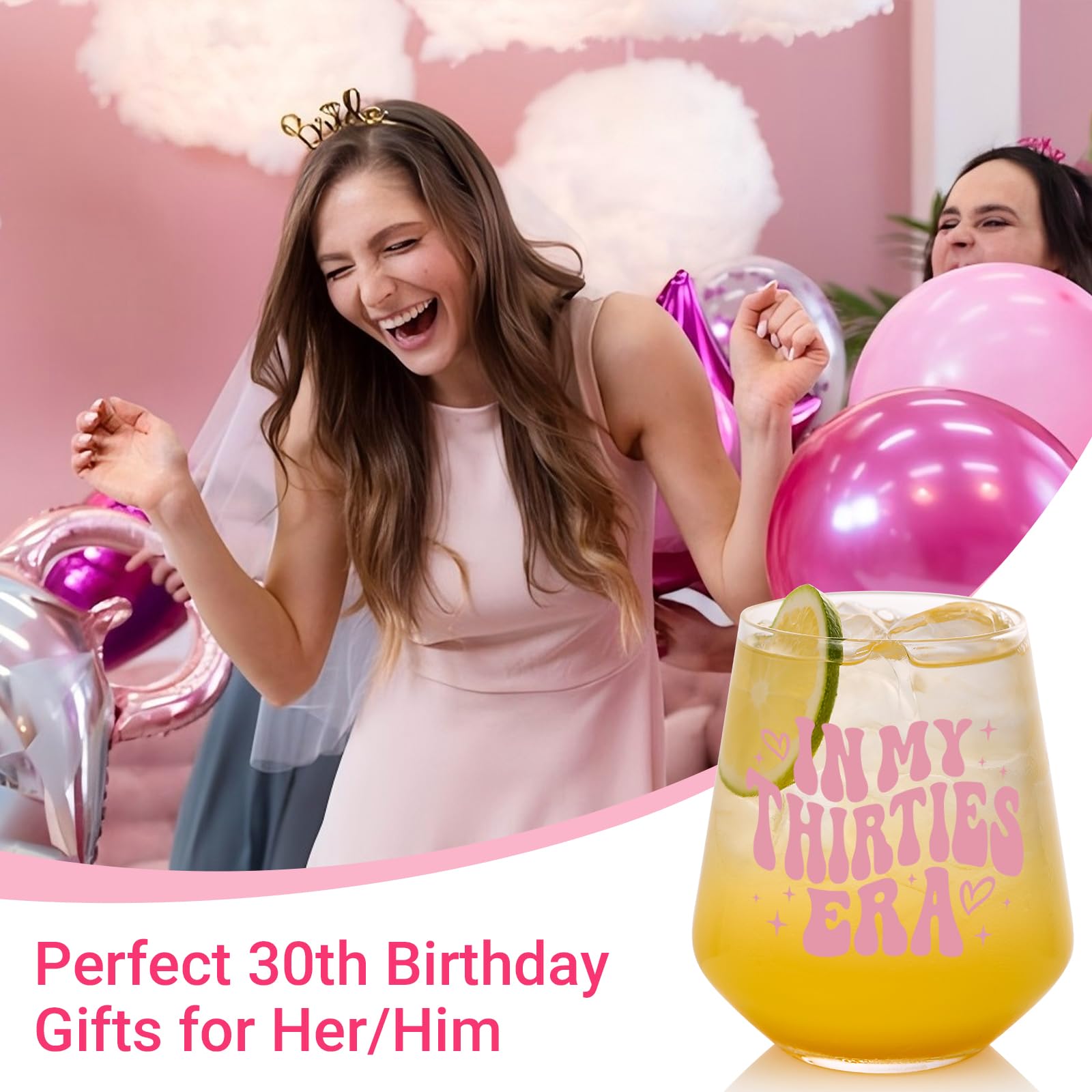 30th Birthday Gifts For Women - In My 30s Era Wine Glass (18oz) | Perfect 30 Year Old Present for Sister, Daughter, Mom & Best Friend | Elegant Birthday Party Decorations | Great for Celebrations, Toasts & Home Decor