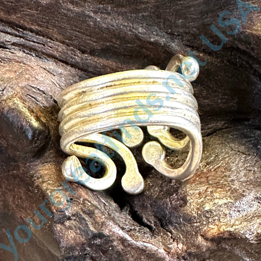 Sterling Silver Wire Art Wide Band Adjustable Ring for Women - Perfect for Boho, Stacking & Everyday Wear