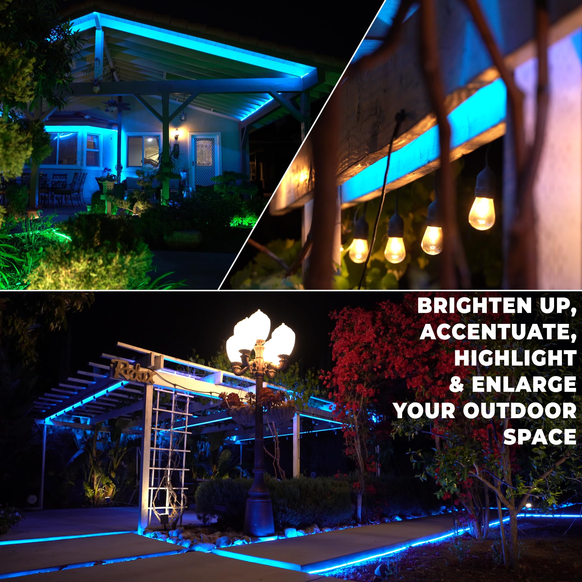 WYZworks 1656LEDs 150ft Waterproof Outdoor LED Rope Lights - ETL Certified Connectable Clear Tube for Christmas, Palm Tree, Holiday, Patio & Landscape Decoration (Blue) | Perfect for Backyard, Garden, Pool & Party Lighting