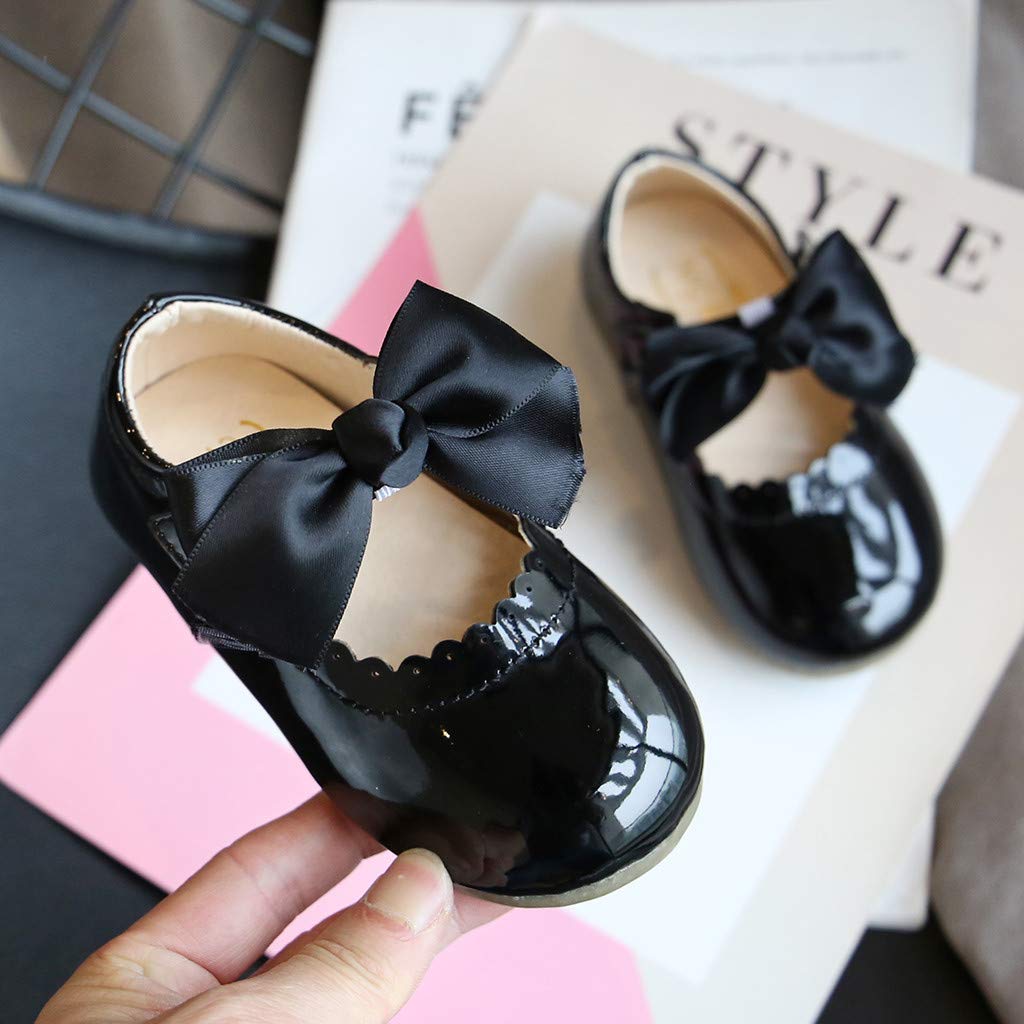 DEESEE Baby Girl Leather Shoes - Butterfly Knot Sandals for Toddler Playtime