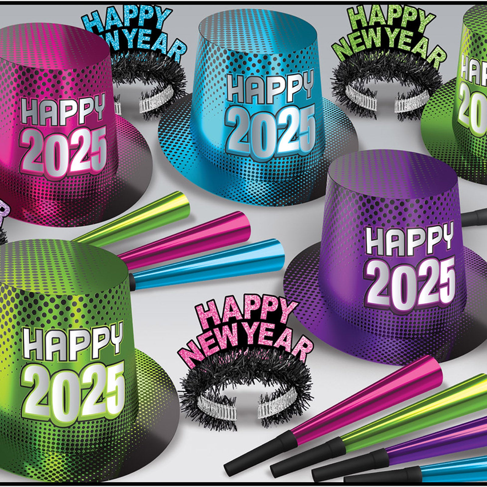 100-Piece Happy New Year's Eve Party Kit - 2025 NYE Celebration Supplies for Countdown Parties, Balloon Drops & Sparkling Toasts