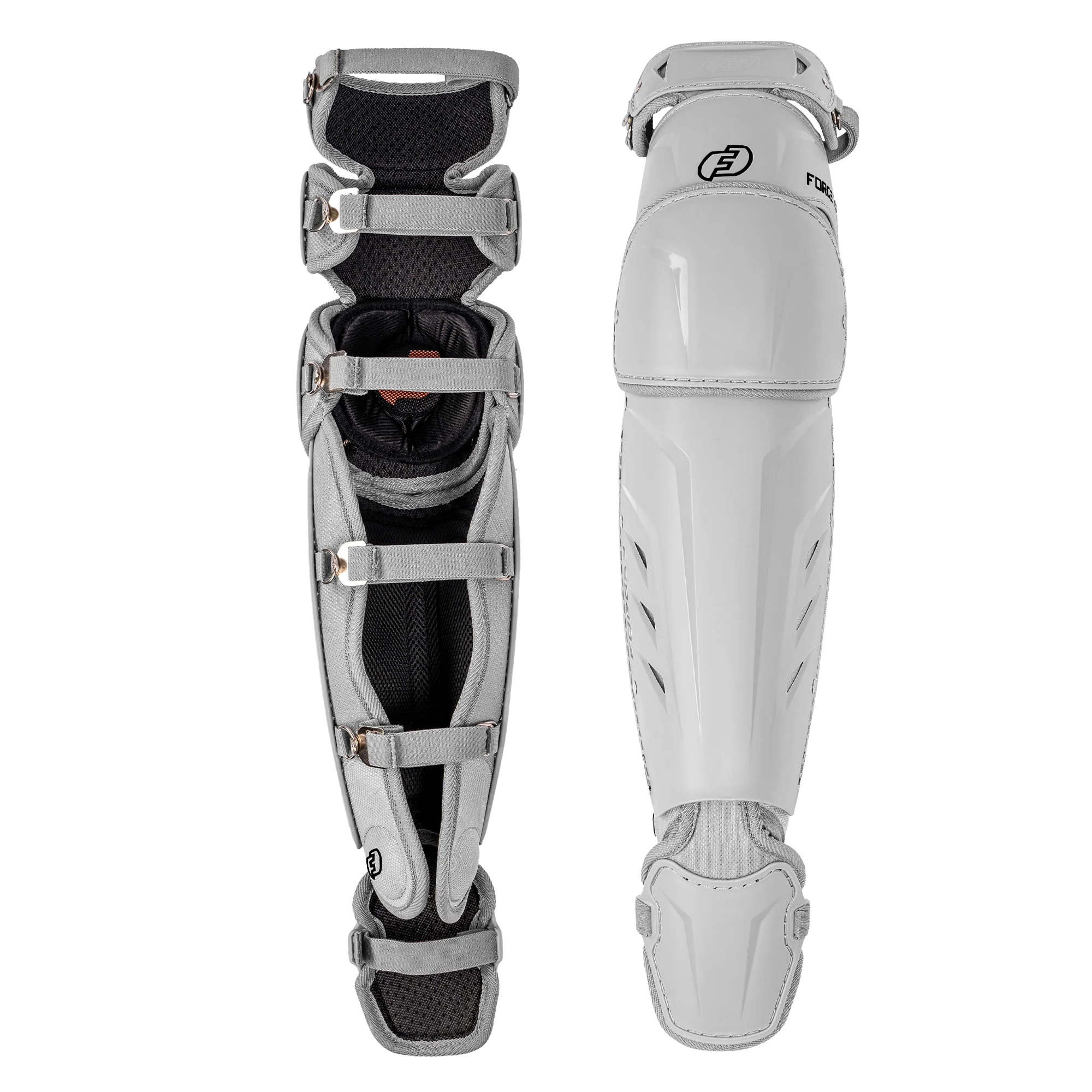 FORCE3 XS3® PRO ELITE Baseball Catcher Leg Guards - Adult Size | Lightweight Protective Gear for PitchCom® System | Perfect for MLB, College & Youth Games