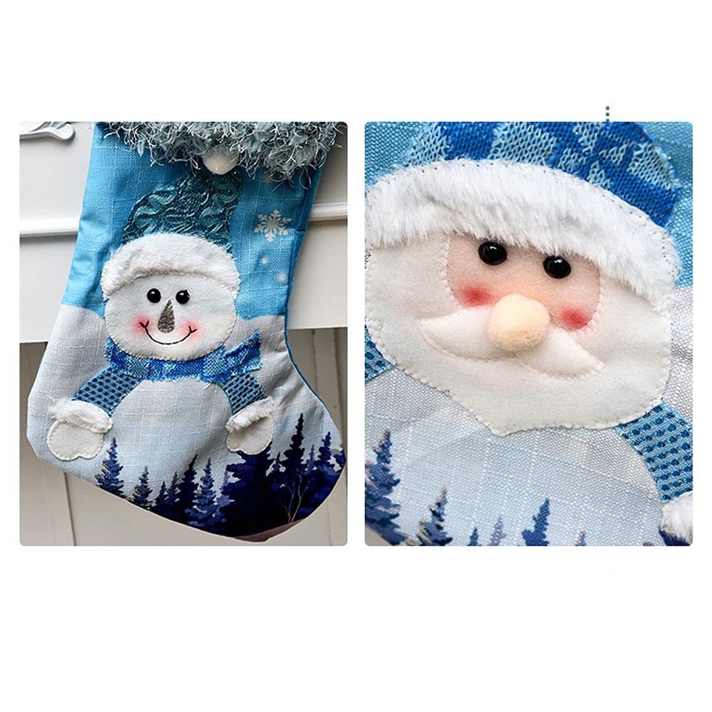 Pink & Blue Christmas Stockings - Santa & Snowman Holiday Decor for Fireplace, Xmas Tree, Winter Party - Festive Gift Bag & Hanging Ornament