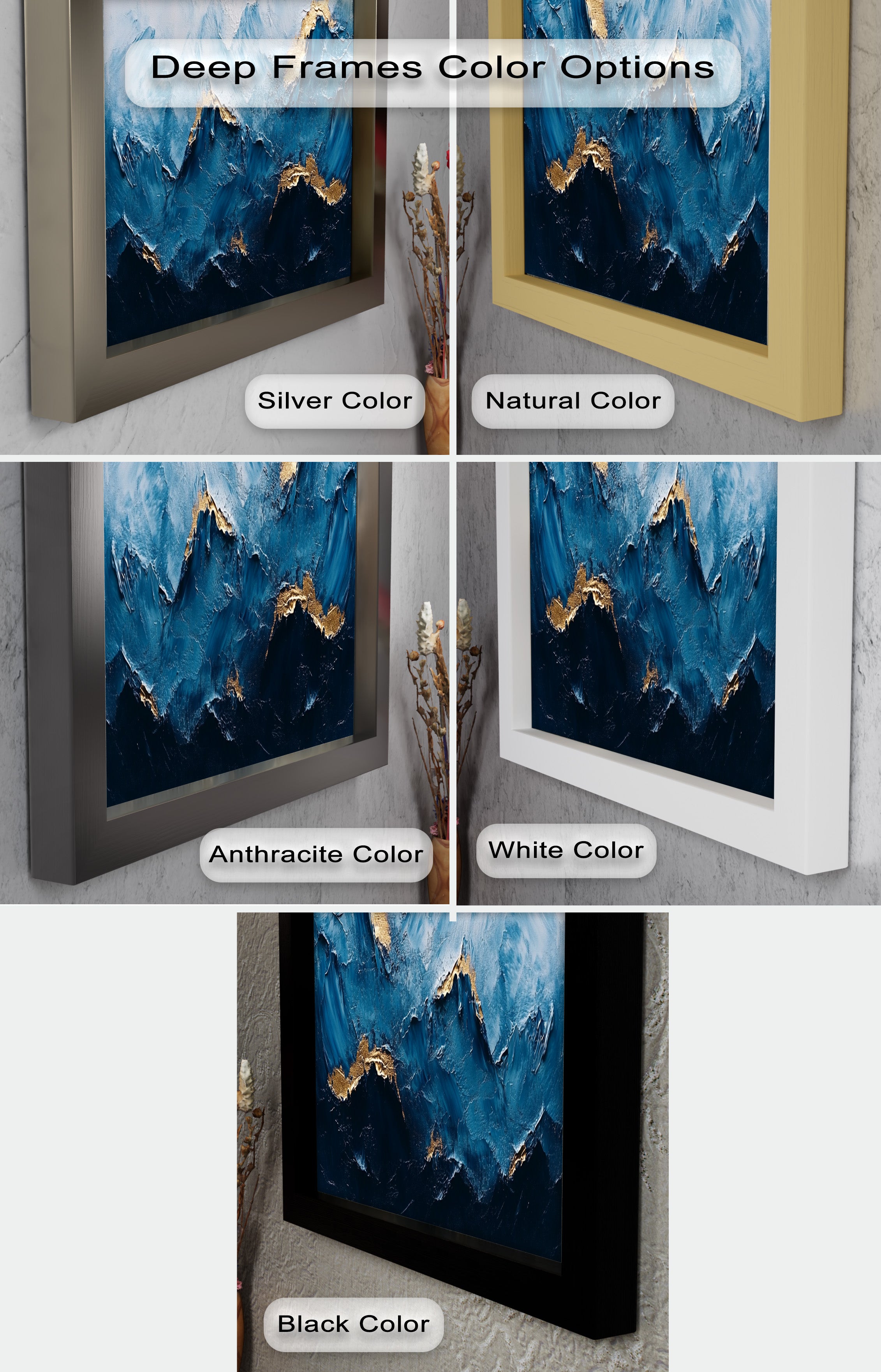 Blue Ridge Art - Handmade Abstract Mountain Oil Painting on Canvas for Home & Office Wall Decor
