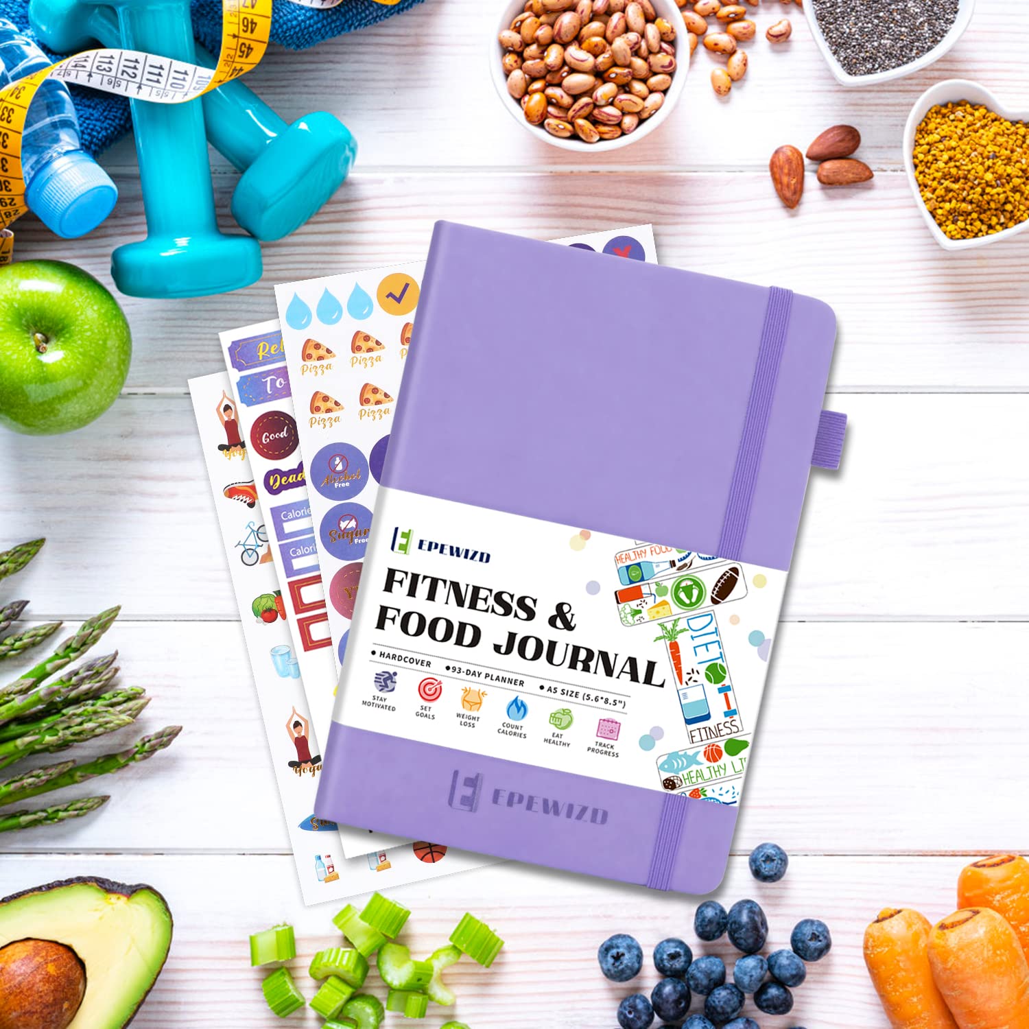 Premium Food & Fitness Journal Hardcover – Wellness Planner & Workout Tracker for Women & Men | Track Meals, Exercise, Calories & Weight Loss | Diet & Training Log for Home & Gym Use | Perfect for Weight Management & Healthy Lifestyle