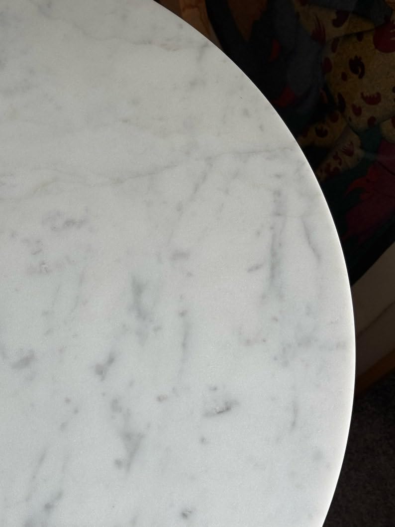 Custom Size Round White Marble Table Top - 24 Inch Diameter Honed Matte Finish for Dining Room, Kitchen Island, or Coffee Table