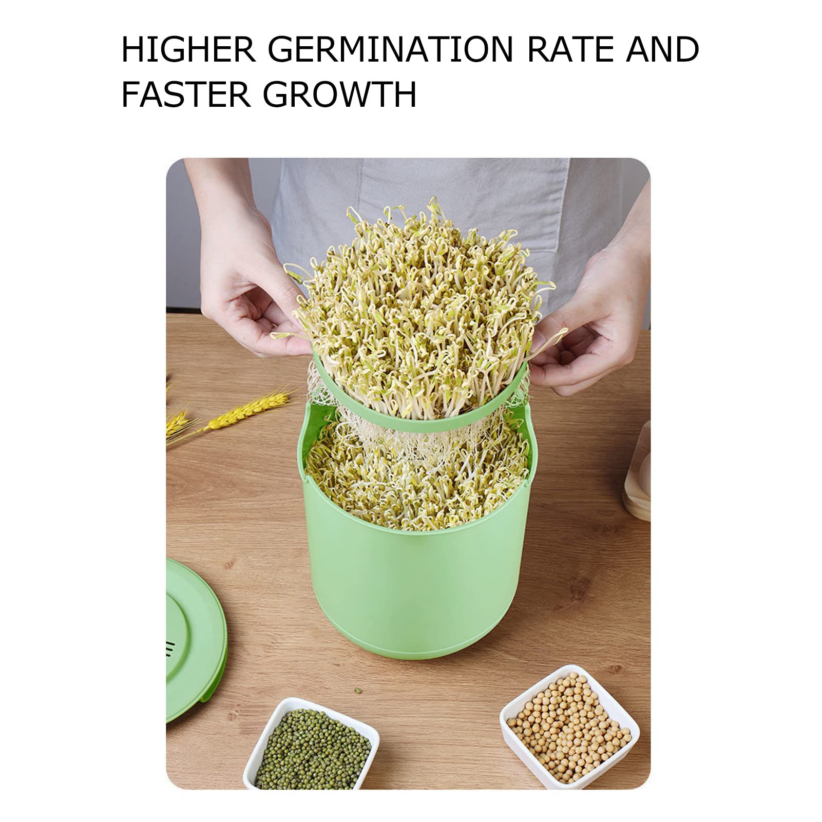 Fdit Automatic Bean Sprouts Maker Machine - Large Capacity Seed Sprouter Kit for Home Gardening | Perfect for Growing Organic Alfalfa, Mung Bean & Broccoli Sprouts