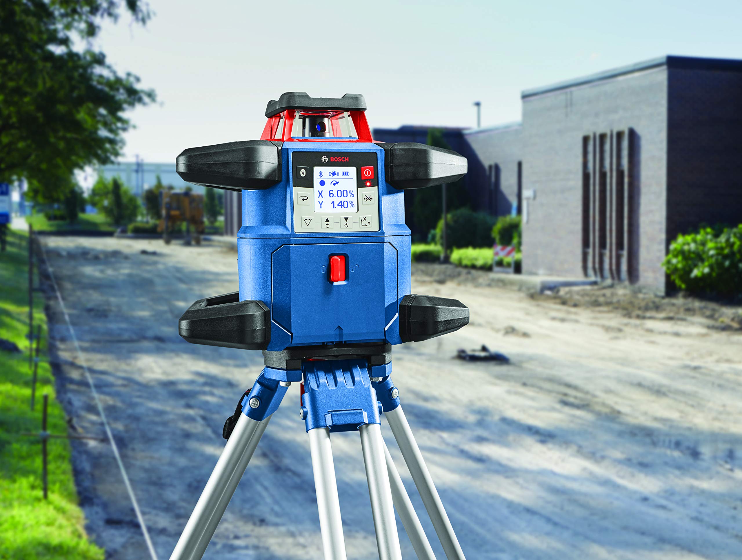 BOSCH GRL4000-80CH REVOLVE 18V Connected Self-Leveling Rotary Laser Level Kit with CORE18V 4Ah Battery, Charger, Receiver & Accessories – Perfect for Construction, Landscaping, and DIY Projects