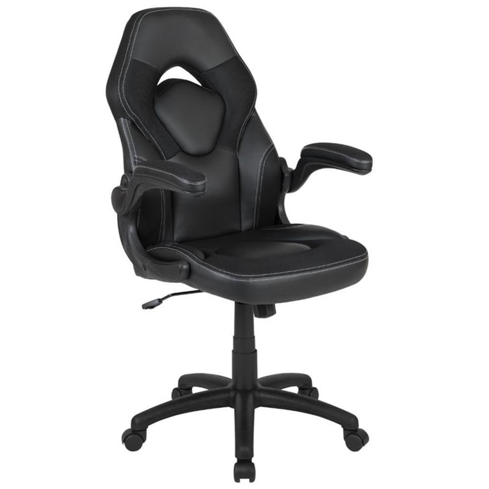 BOWERY HILL 2-Piece Black Gaming Desk Set with Monitor Stand - Perfect for PC Gaming Setup, Home Office & Streaming Station