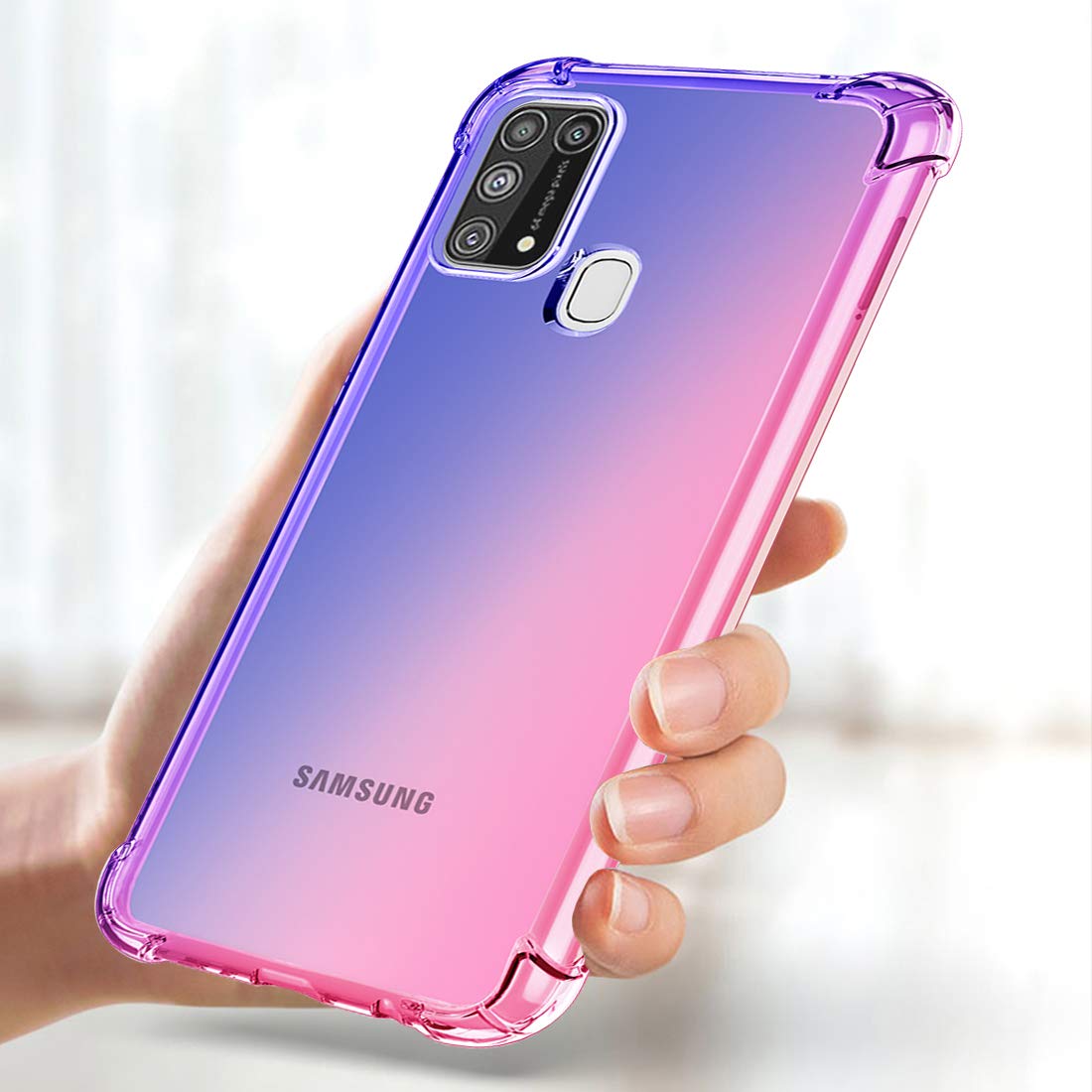 Samsung Galaxy M31 Case - Cute Gradient Slim Clear TPU Phone Cover with Anti-Scratch & Shockproof Protection (Blue/Pink) - Perfect for Everyday Use, Travel & Outdoor Activities