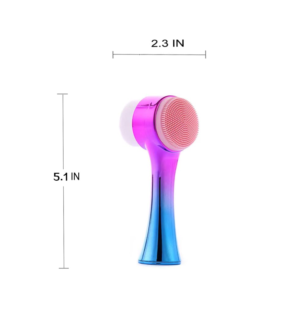 2-in-1 Double-Sided Facial Cleansing Brush with Soft Bristles - Deep Pore Exfoliation, Makeup Removal & Massage (Blue) | Gentle Skin Care for Daily Cleansing & Spa-Like Experience at Home