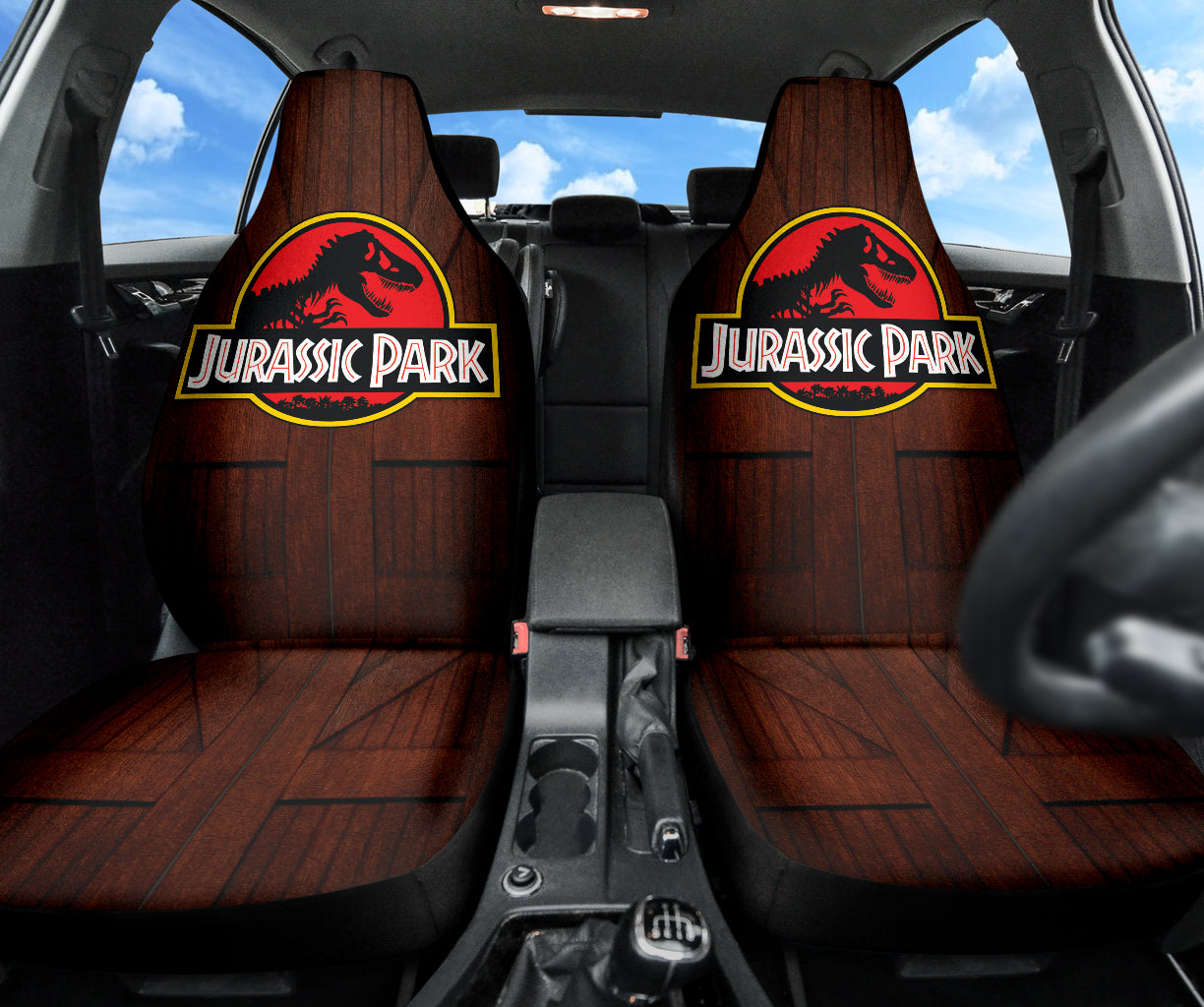 Premium Jurassic Park Printed Car Seat Covers - Best Gift for Movie Fans & Car Enthusiasts - Perfect for Road Trips, Themed Cars & Dinosaur Lovers