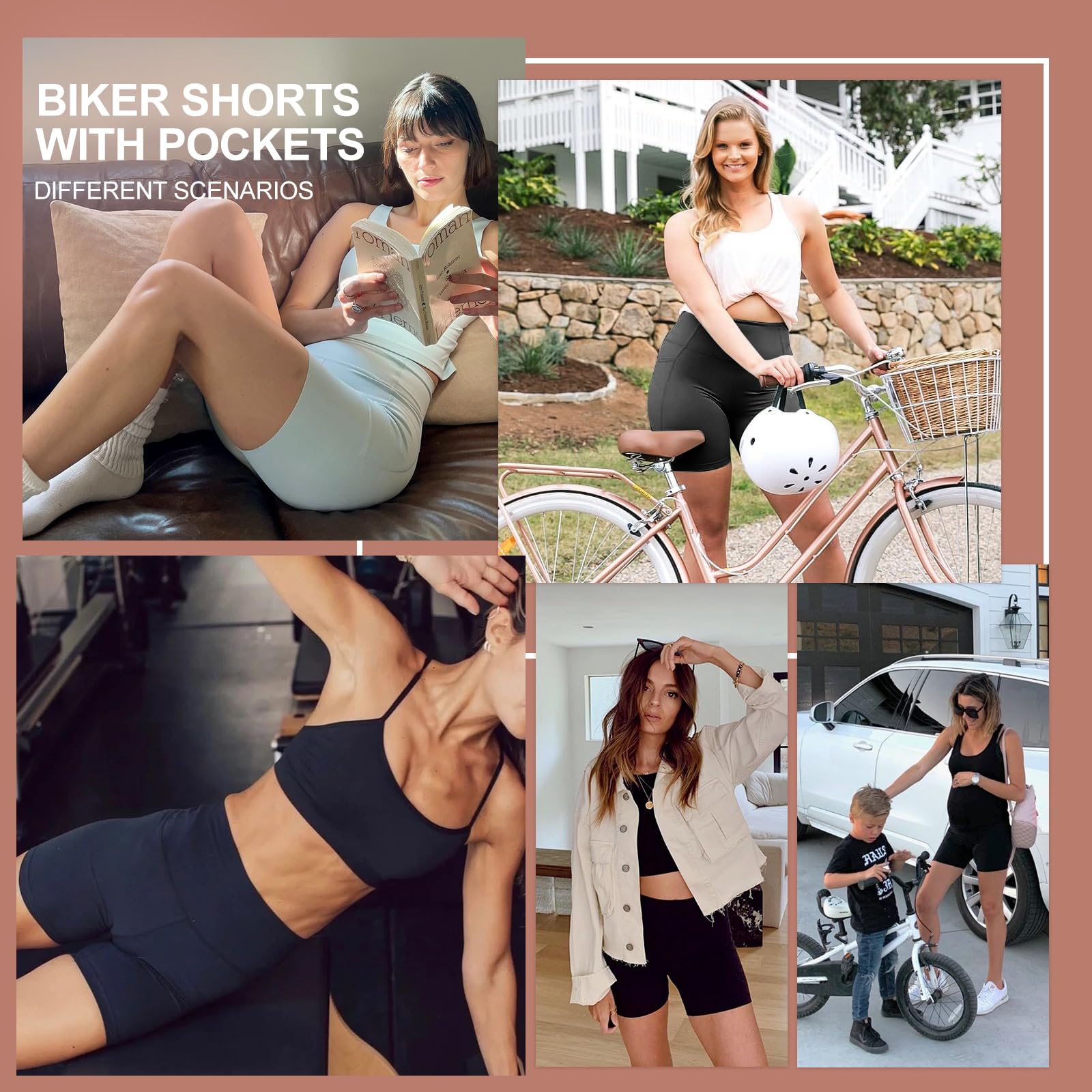 3 Pack High Waisted Biker Shorts for Women - 3