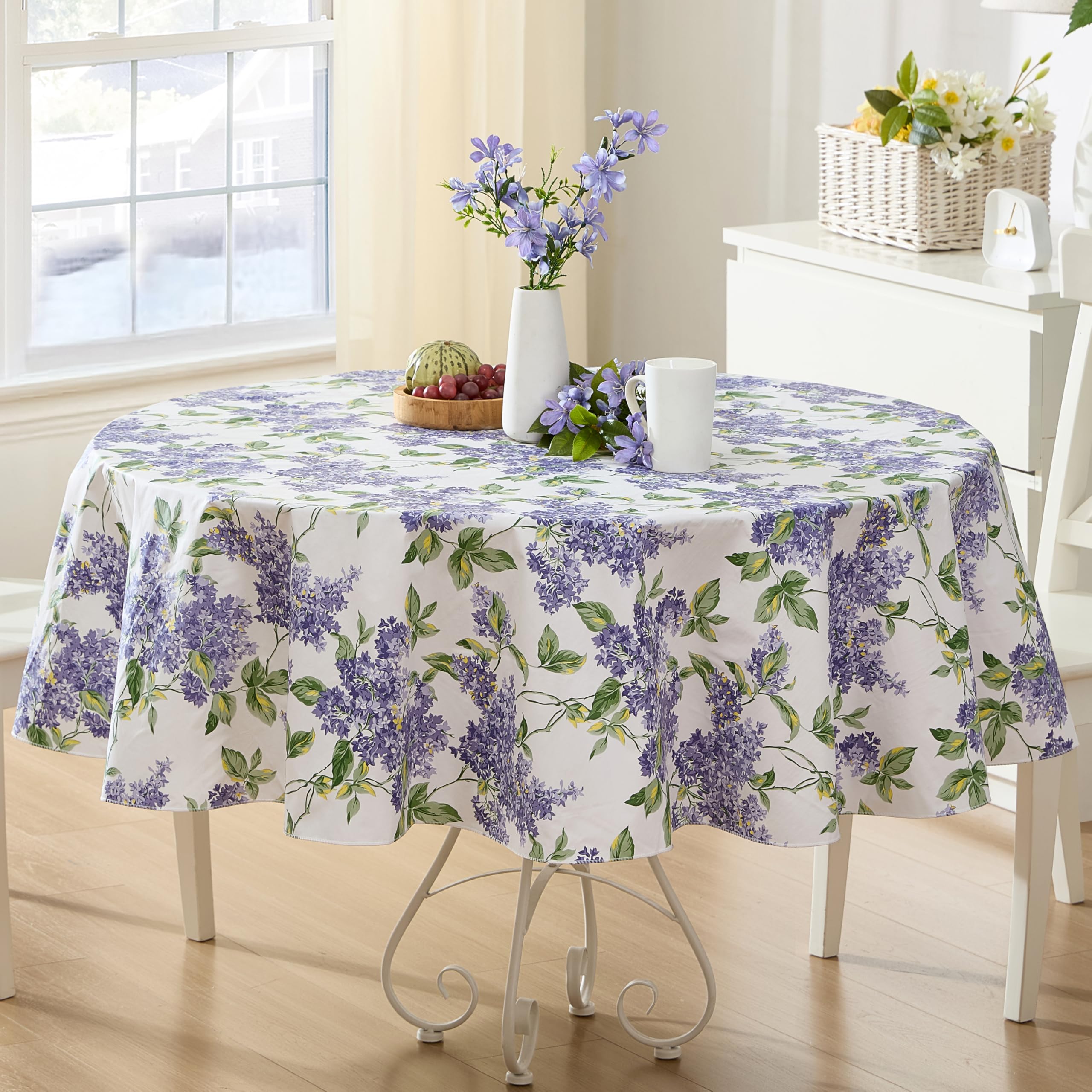 Lilac Fields Heavy 4 Gauge Vinyl Flannel Backed Tablecloth - 70