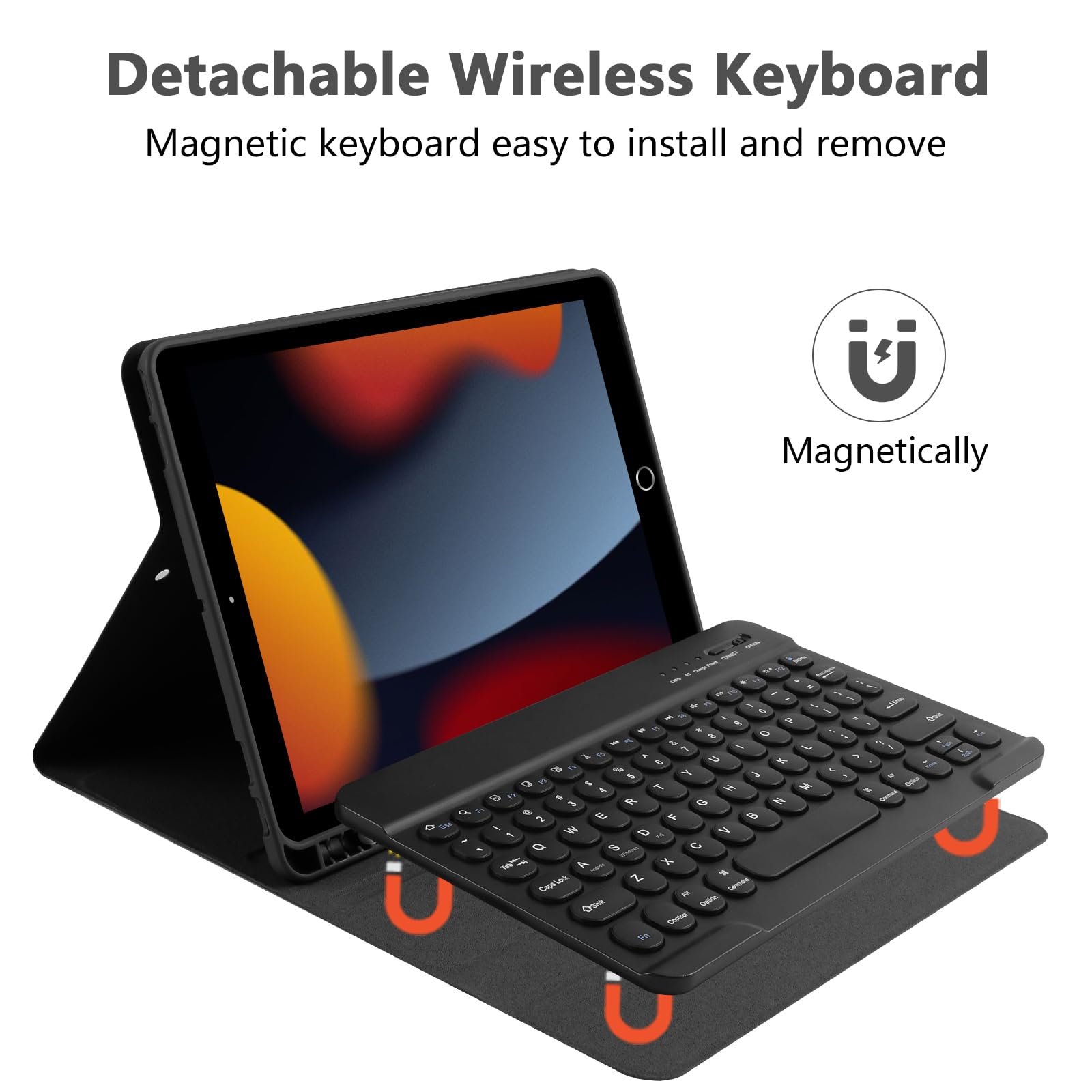 Bluetooth Keyboard Case for iPad 9th/8th/7th Gen 10.2-inch & iPad Air 3 | Slim Leather Cover for iPad Pro 10.5 3rd Gen & iPad 2021/2020/2019 - Perfect for Work, Study & Travel (Black)