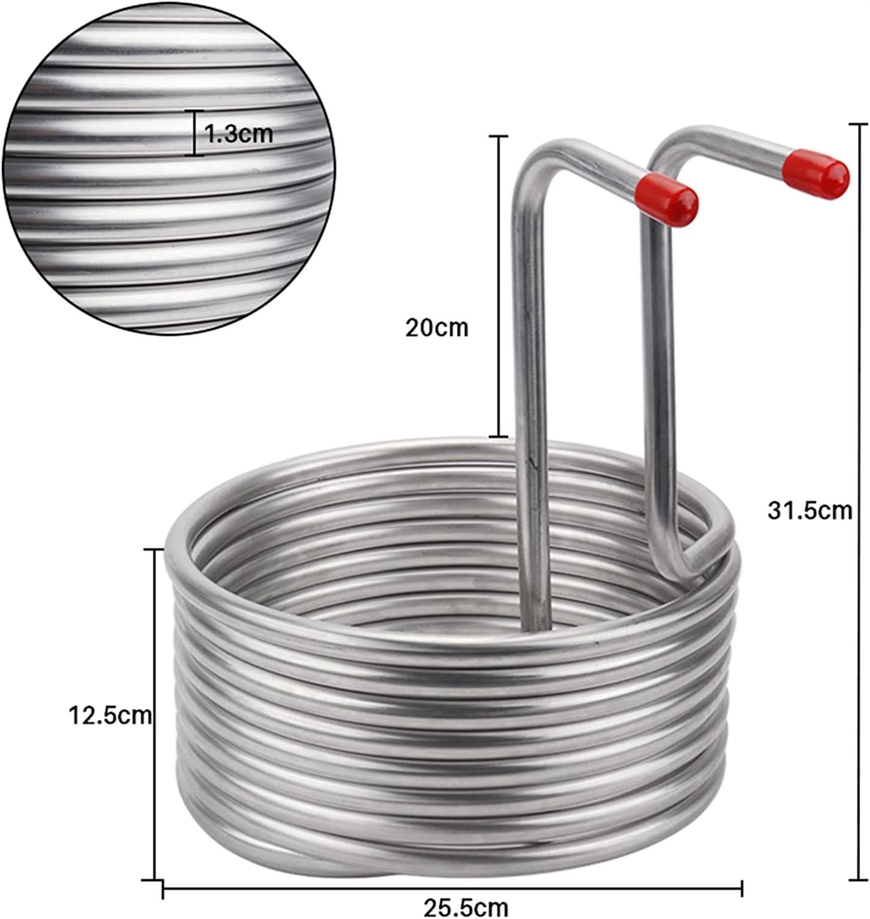 8m 304 Stainless Steel Beer Cooling Coil - Home Brewing Wort Chiller for Beer & Wine Making - Compatible with Garden Hose Fittings - Perfect for Home Brewers & Outdoor Brewing Parties