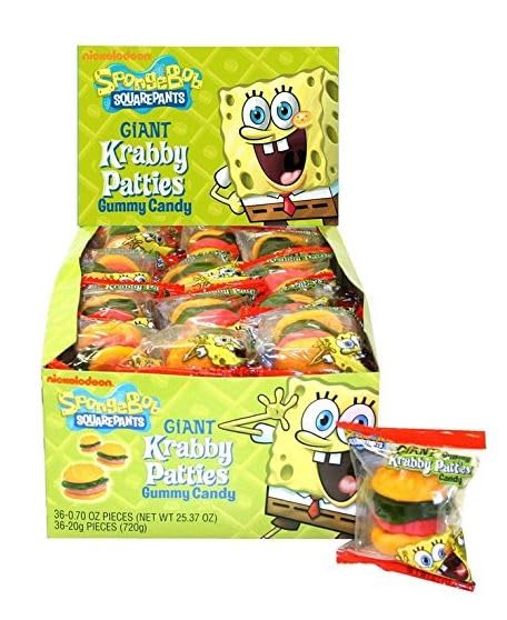 Spongebob Squarepants Giant Krabby Patties Gummy Candy - 36 Count Bulk Pack | Delicious Soft Chewy Gummy Treats for Kids Birthday Parties, Halloween Goodie Bags & Movie Night Snacks