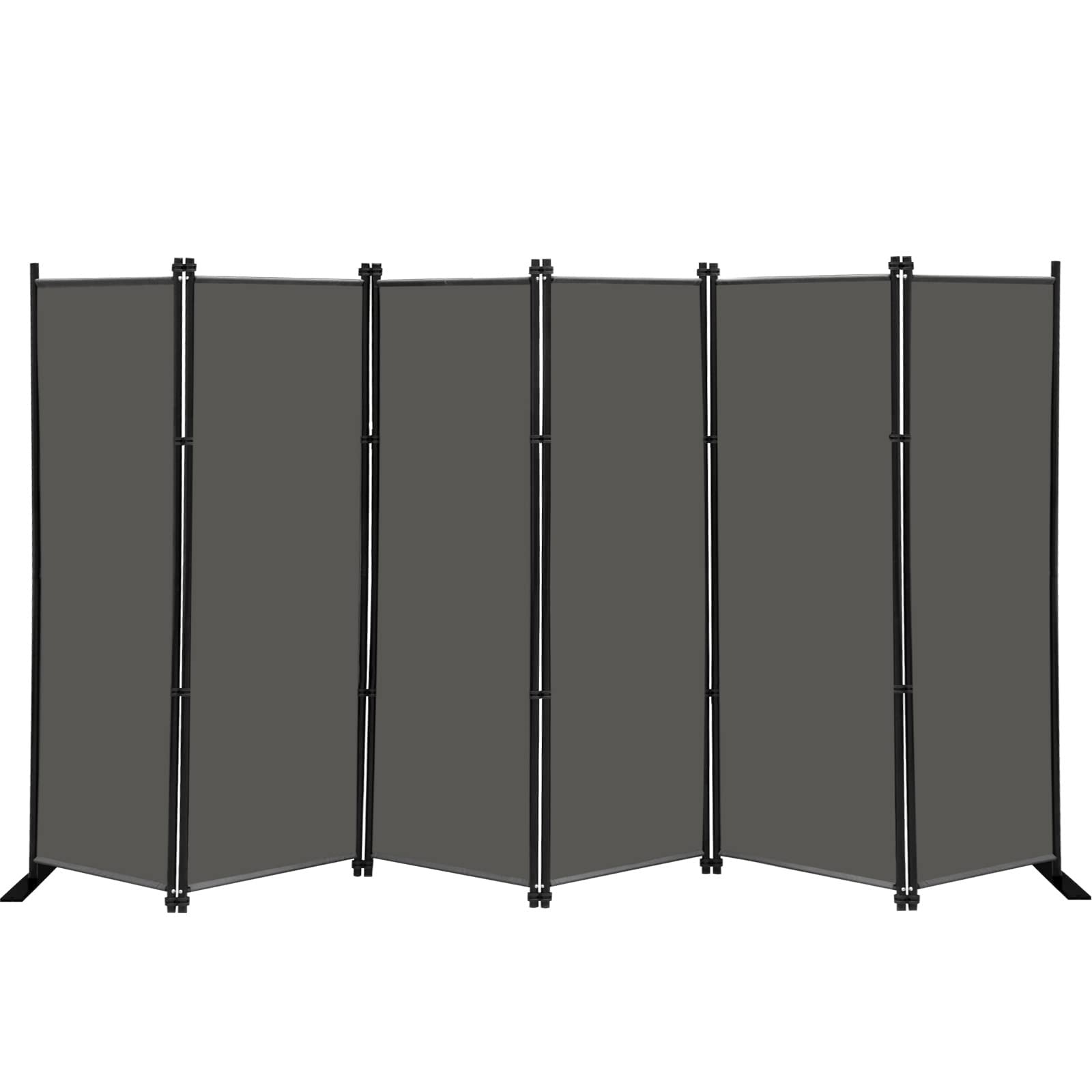 MAYOLIAH 6 Panel Folding Privacy Screen - 9ft Wide x 6ft Tall Room Divider for Office & Home - Portable Partition Wall with Grey Fabric - Perfect for Workspaces, Events, and Room Separation