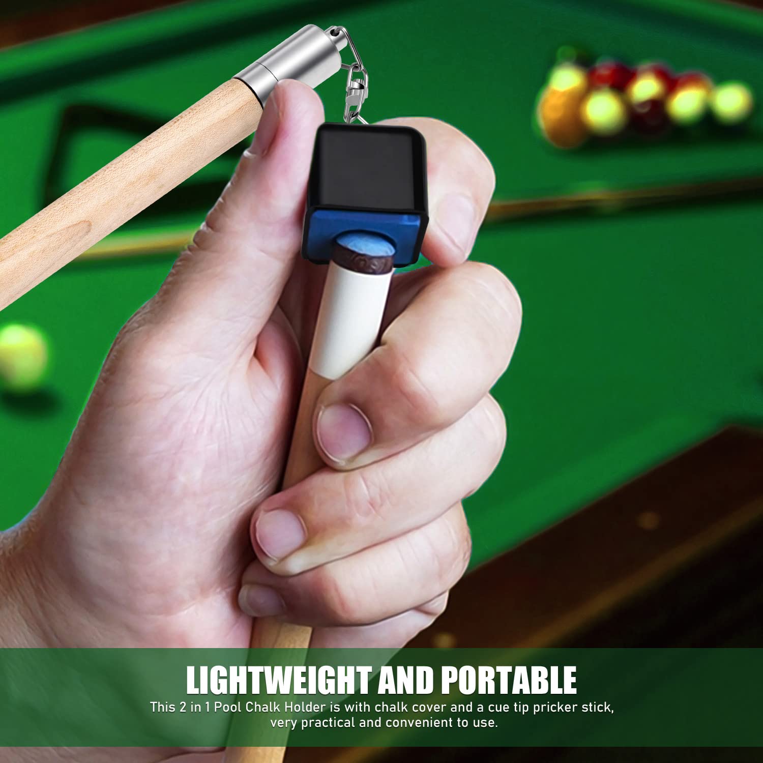 TOBWOLF 2-in-1 Billiard Chalk Holder & Cue Tip Pricker - Non-Slip Pool Table Accessories for Snooker, 8 Ball, 9 Ball - Perfect for Home Game Rooms, Bars & Professional Tournaments