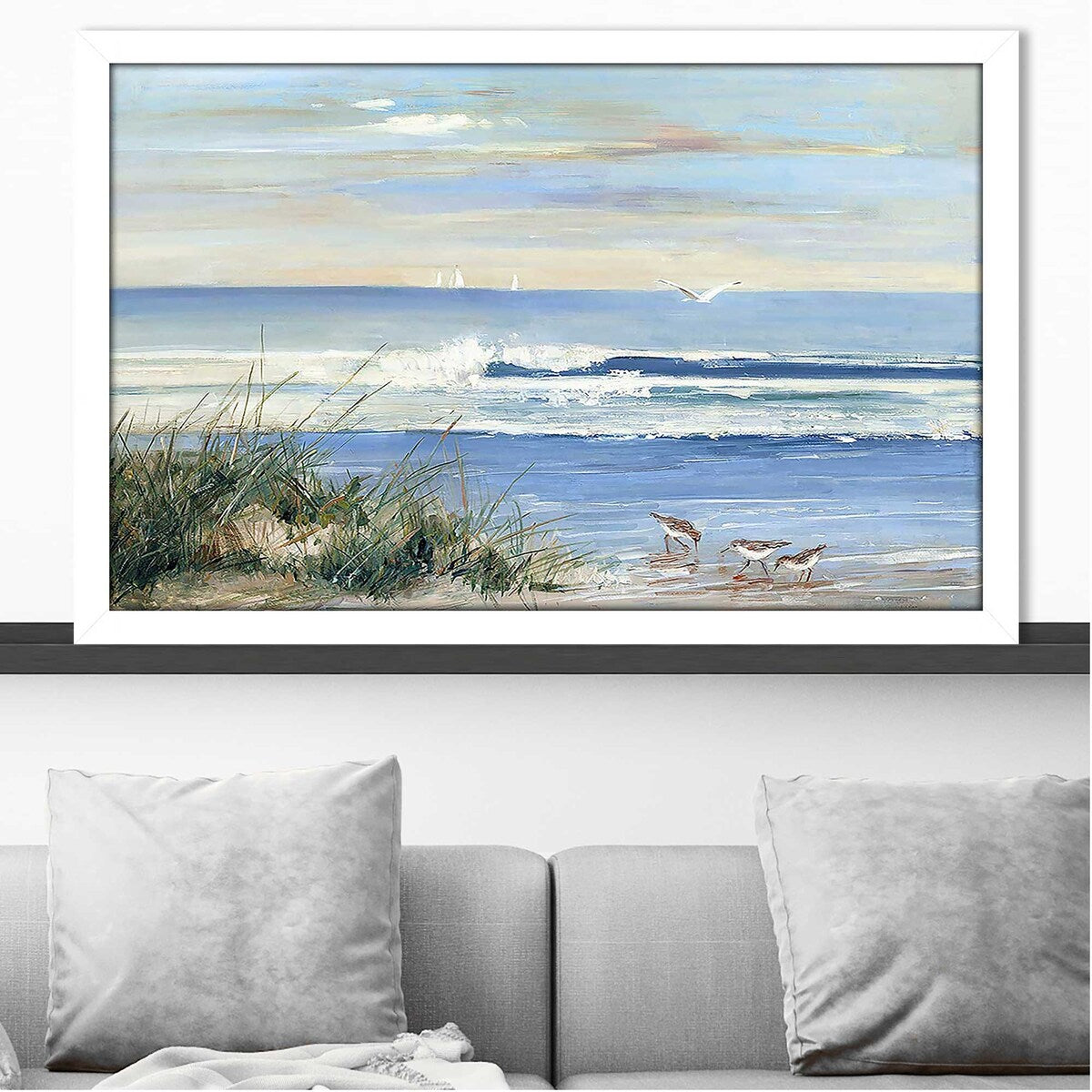Beach Combers Print on Acrylic - Coastal Wall Art Decor for Living Room, Bedroom & Office - Ocean Wave Painting for Beach House & Nautical Theme