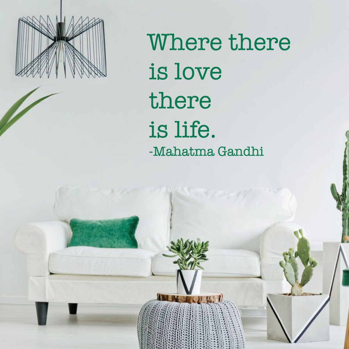Inspirational Wall Decals with Mahatma Gandhi Quote - 'Where There Is Love There Is Life' - Removable Vinyl Stickers for Home, Bedroom, Nursery & Office Decor - Perfect for Living Room, Dorm & Gift Ideas