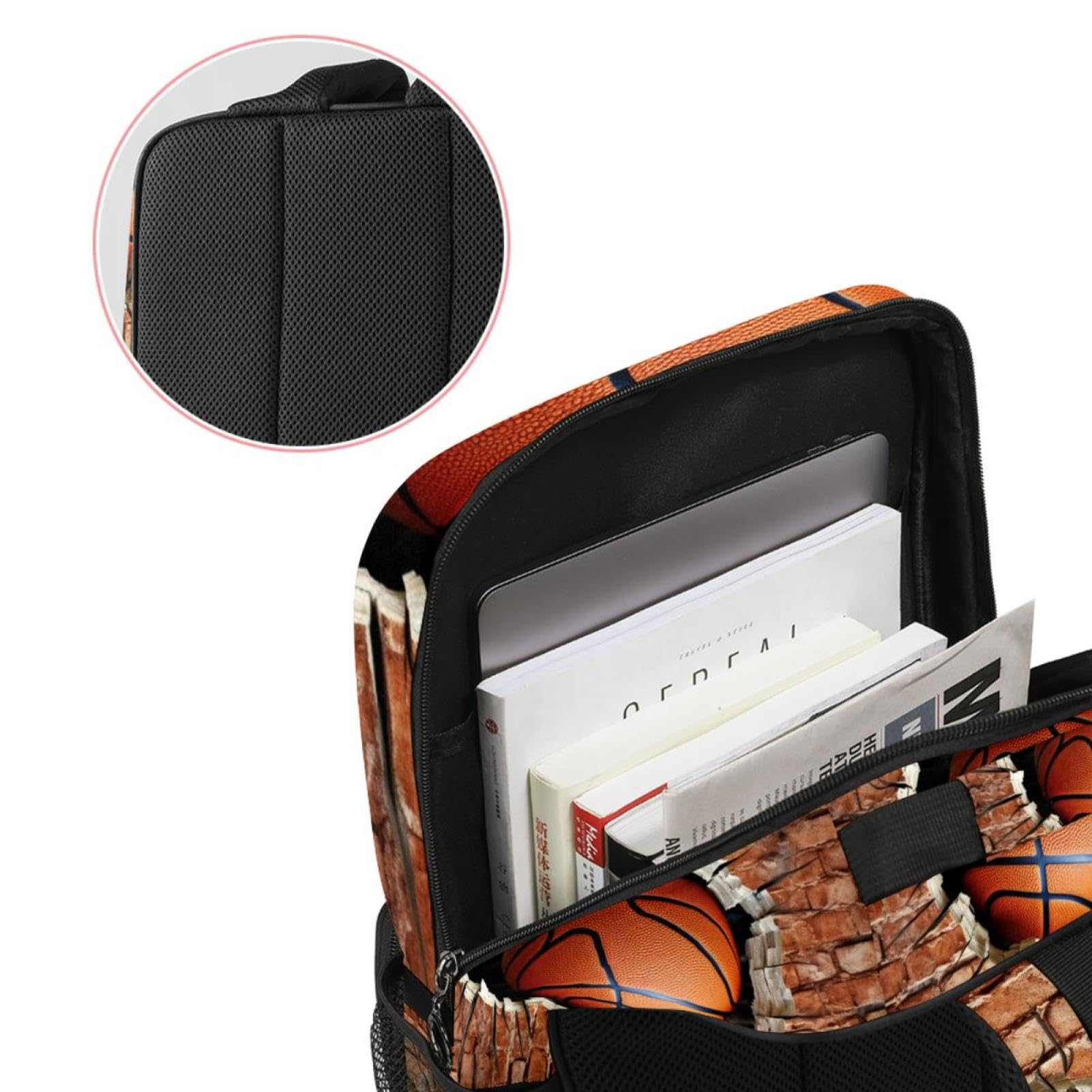 Premium Travel & Work Backpack - Durable Ball Basketball Wall Texture Design - Perfect for Commuting, Gym, School & Outdoor Adventures