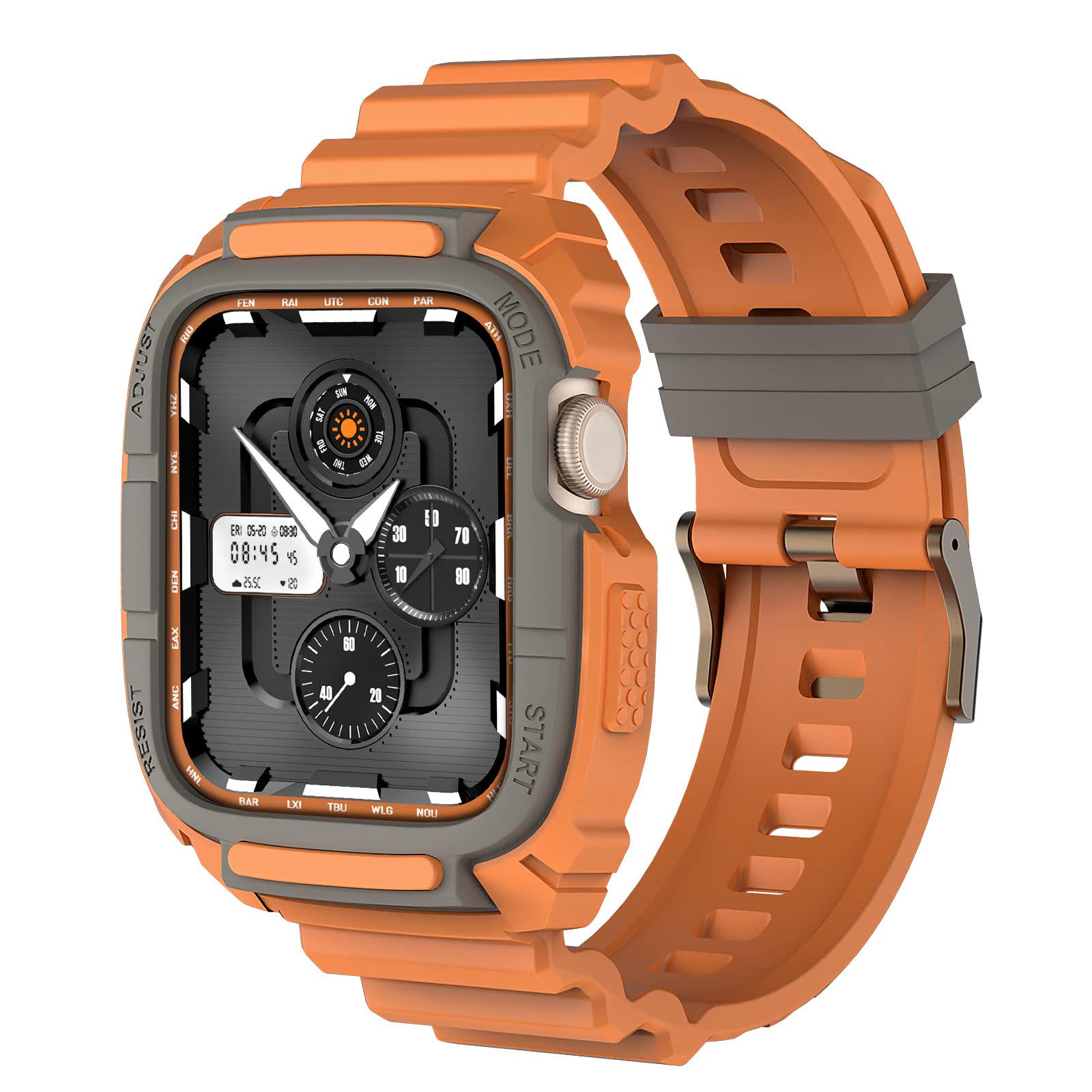 Loxoto Rugged Shockproof Case with TPU Strap for Apple Watch 45mm 44mm - Military Grade Protective Cover Compatible with iWatch Series 8/7/6/SE/5/4/3 - Durable Sport Bumper for Men & Women - Perfect for Outdoor Activities, Workouts & Daily Use