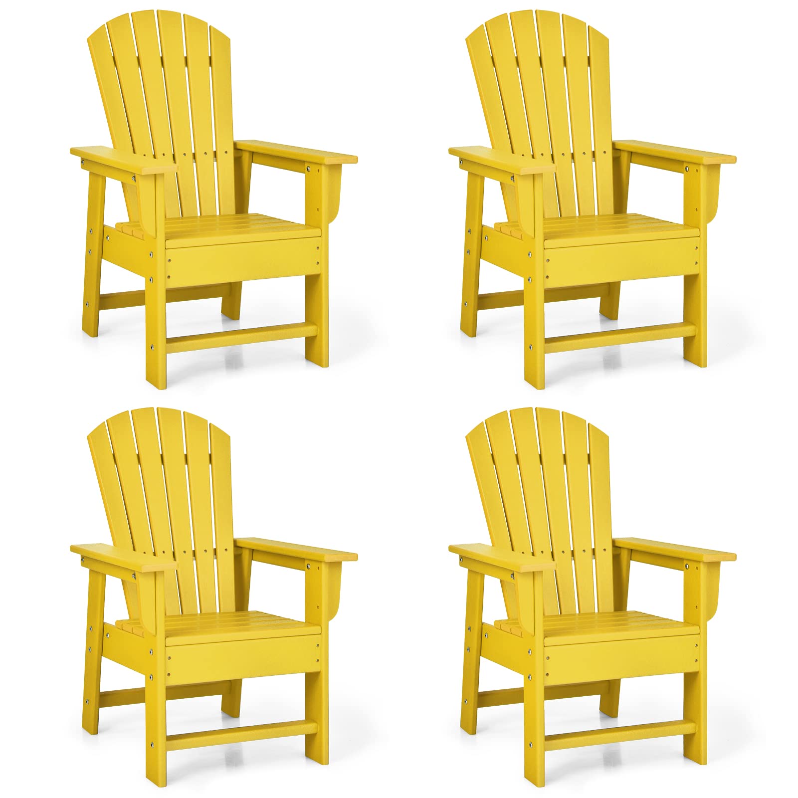 **Giantex Kids Adirondack Chair - Yellow HDPE Outdoor Patio Chair with Ergonomic Backrest for Toddlers, Deck, Porch, Backyard & Poolside - Weather-Resistant & Durable for Indoor/Outdoor Use - Perfect for Relaxing, Lounging & Playtime**