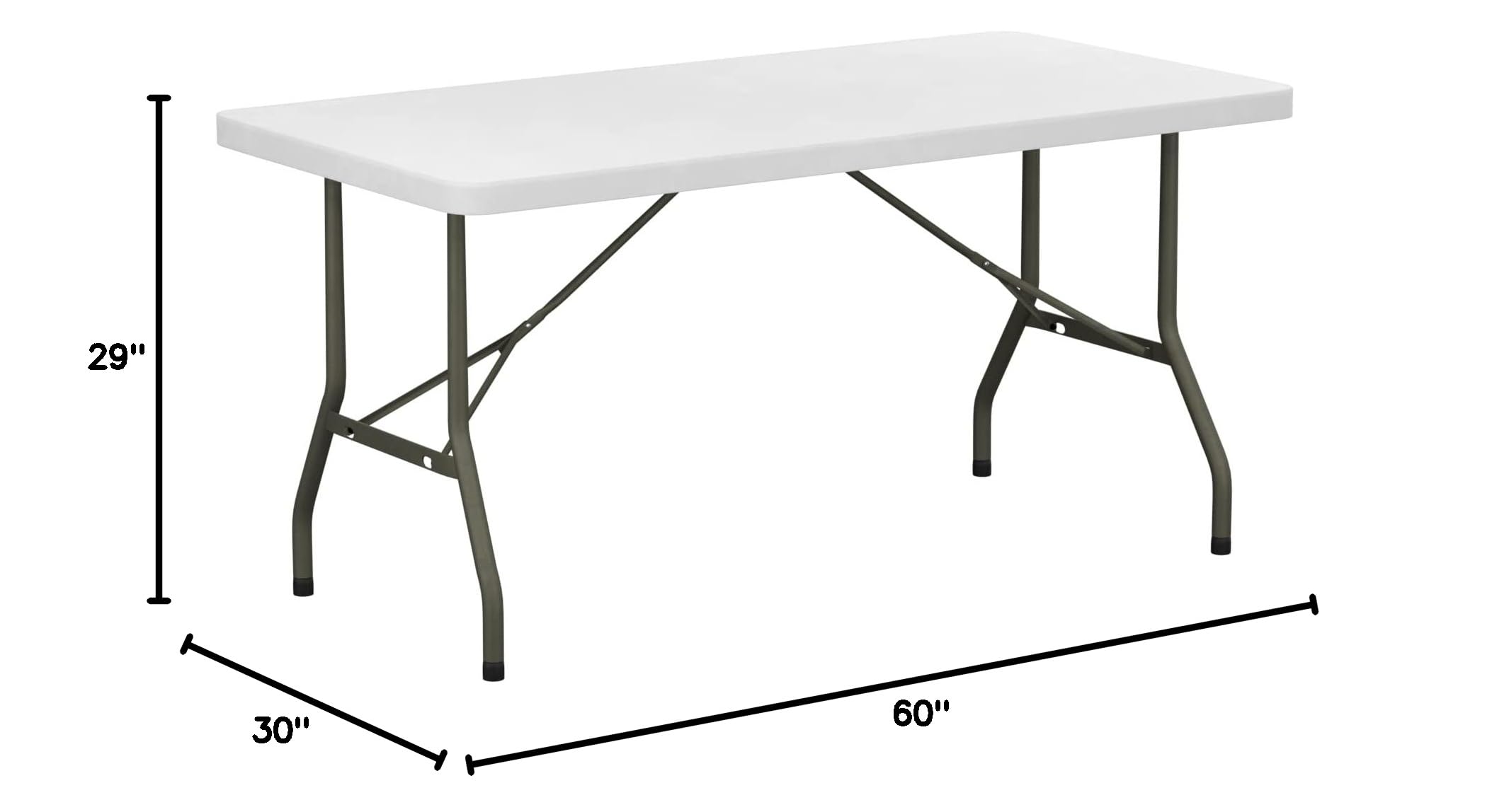 5 ft White Plastic Folding Table - Heavy Duty Portable Rectangle Table 30