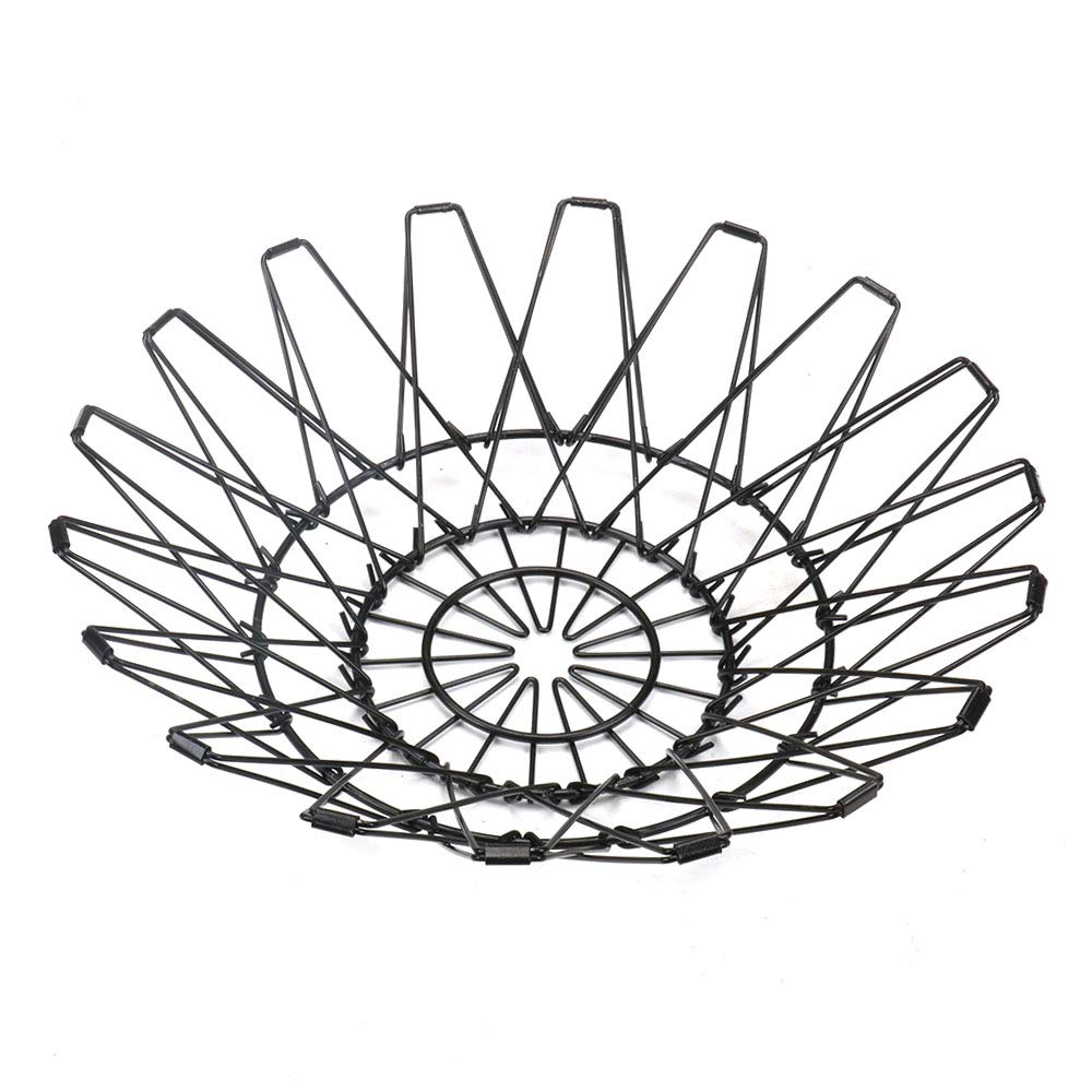 Flexible Black Wire Basket for Fruits, Bread & Decorative Storage - Multi-Purpose Kitchen & Home Organization Solution for Countertop, Pantry, and Tabletop Display