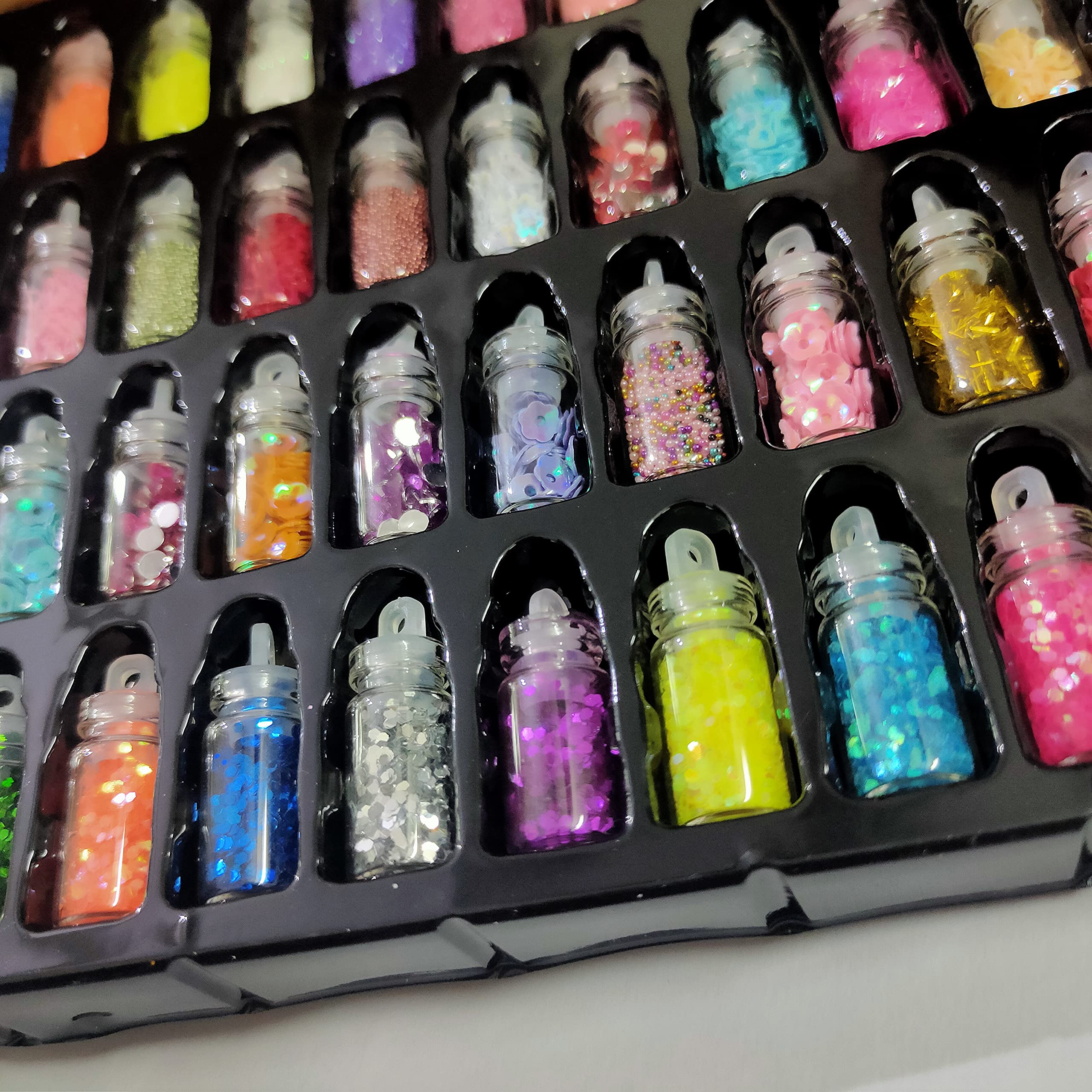 3D Glitter Powder Set for Nails - 48 Pack Acrylic Nail Art Decorations with Rhinestones & Sequins | Perfect for DIY Manicures, Gift Giving & Nail Salon Use