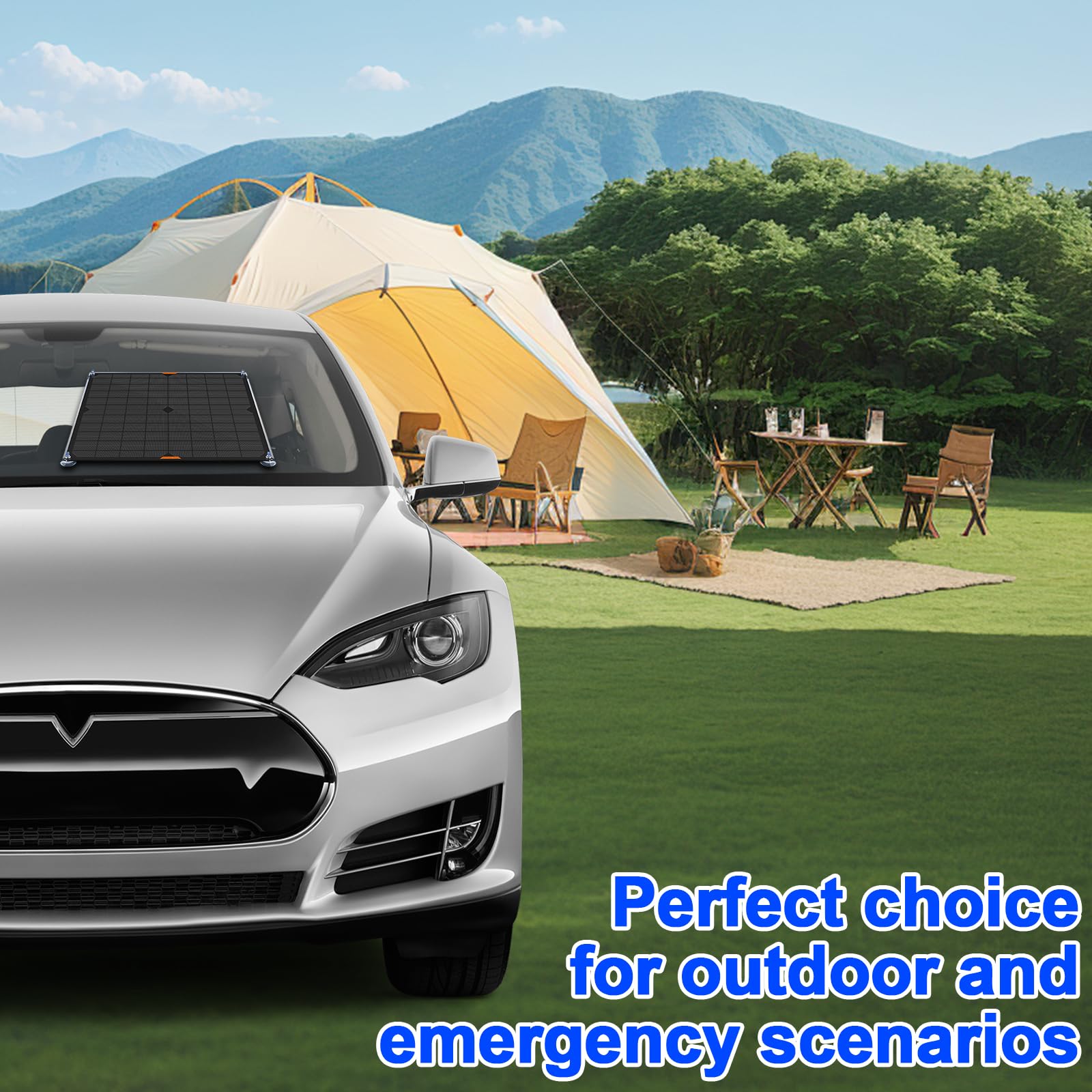 20W 12V Solar Panel Car Battery Charger - Portable Waterproof Solar Trickle Charger & Maintainer for Car, Boat, RV, Automotive - with Cigarette Lighter Plug & Alligator Clips - Perfect for Camping, Road Trips & Off-Grid Power