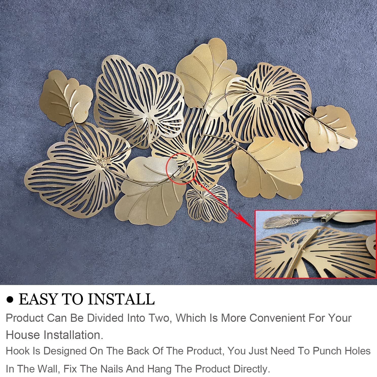 3D Metal Wall Art Decor - Modern Gold Flower Blooming Wall Sculpture for Living Room, Bedroom, Kitchen | Luxury Home Decor & Unique Gift Idea | 52