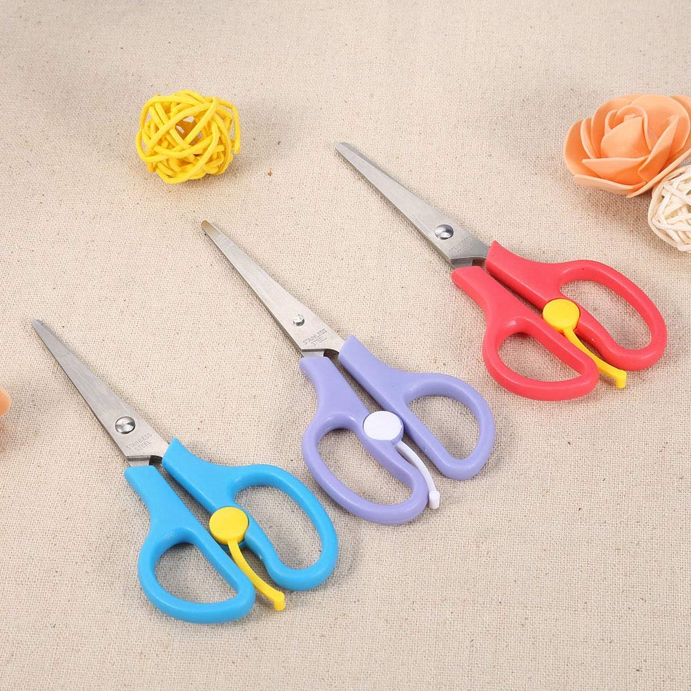 Stainless Steel Baby Food Scissors for Toddlers - Safe Training Scissors for Preschool Kids (Blue) - Perfect for Cutting Formula Powder, Fruits & Soft Foods