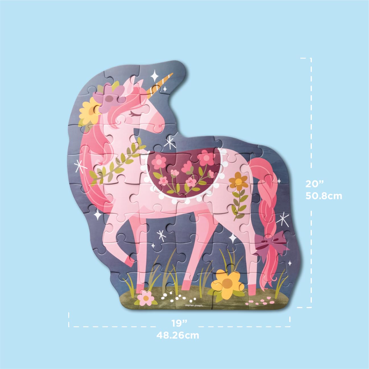 Stephen Joseph Unicorn Shaped Jigsaw Puzzle - 40 Piece Preschool Toddler Puzzle for Kids Ages 3-5 | Fun Learning Toy for Early Childhood Development & Birthday Gifts | Perfect for Playtime, Classroom Activities & Travel Entertainment