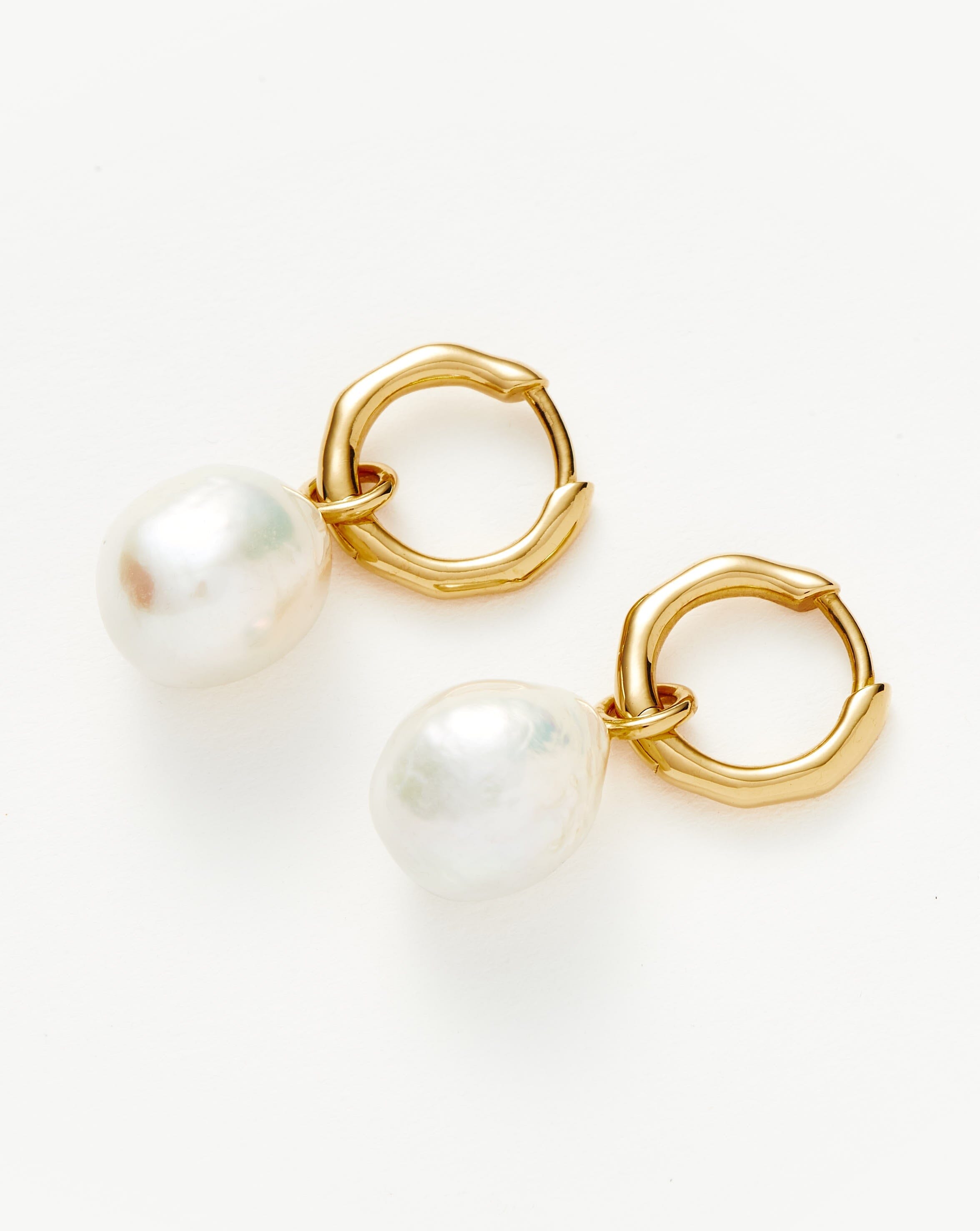 Pearl Drop Mini Hoop Earrings for Women - Dainty Gold or Silver Pearl Stud Earrings for Everyday Wear | Perfect for Office, Date Night & Special Occasions