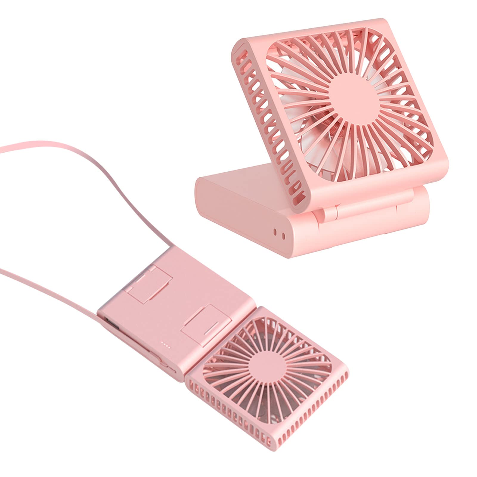 Portable USB Rechargeable Handheld Fan - Mini Folding Hanging Fan with Power Bank Function for Outdoor, Travel, Camping & Office Use