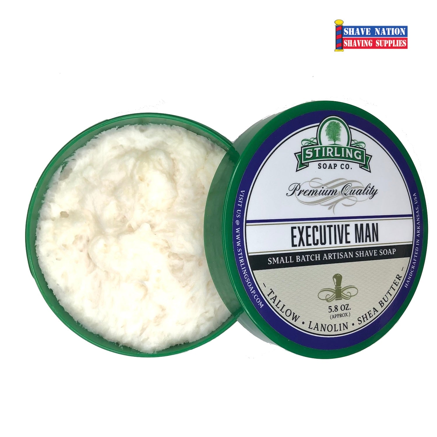 Premium Stirling Shaving Soap for Men - All-Natural Glycerin Shaving Soap Bar with Shea Butter & Essential Oils - Smooth, Close Shave for Sensitive Skin - Perfect for Wet Shaving, Travel & Grooming Kits