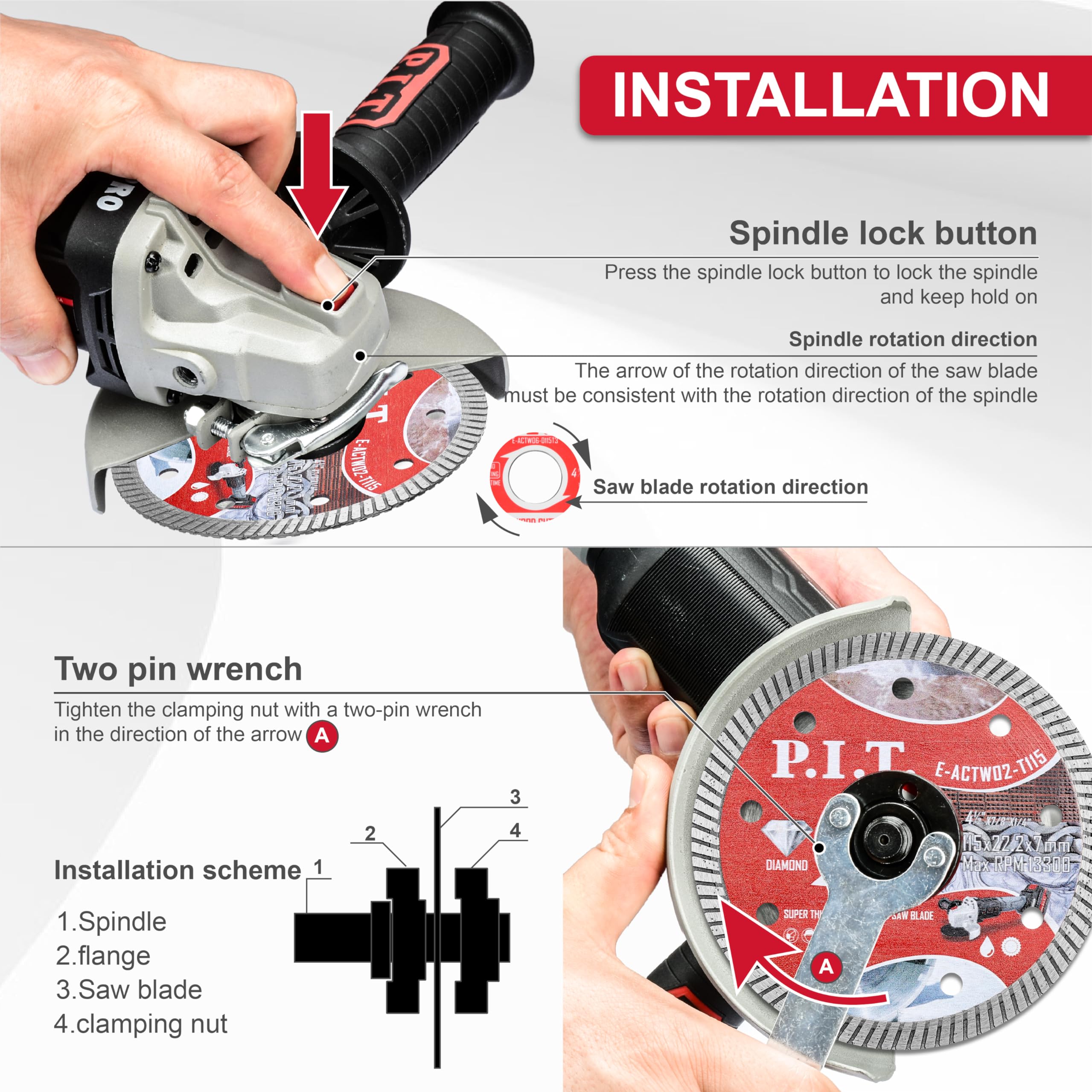 3-in-1 4.5 Inch Diamond Saw Blade Set for Angle Grinder - Dry/Wet Cutting Tile, Ceramic, Marble, Granite, Concrete, Glass | Perfect for Masonry, Stone & Terrazzo Work | 7/8 Inch Arbor | DIY & Professional Construction Projects