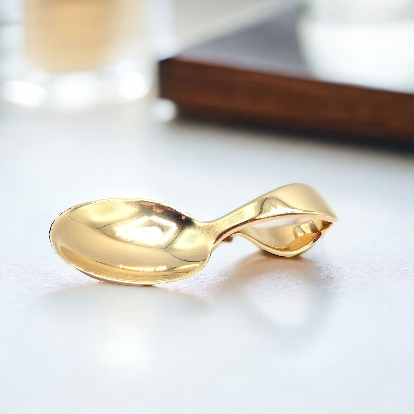 Vintage Tiffany & Co. 18k Yellow Gold Baby Spoon 52.8g - Elegant Estate Jewelry for Christening Gifts & Baby Keepsakes