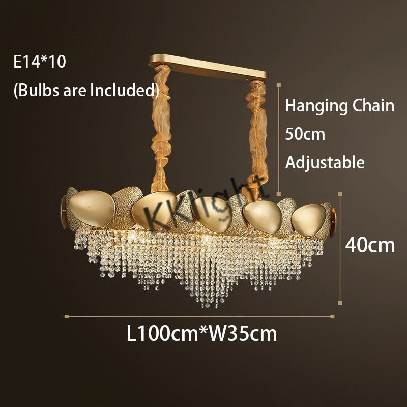 Crystal Pendant Lamp Chandelier - Elegant Kitchen Island Lighting Fixture for Dining Room, Living Room & Bedroom Decor