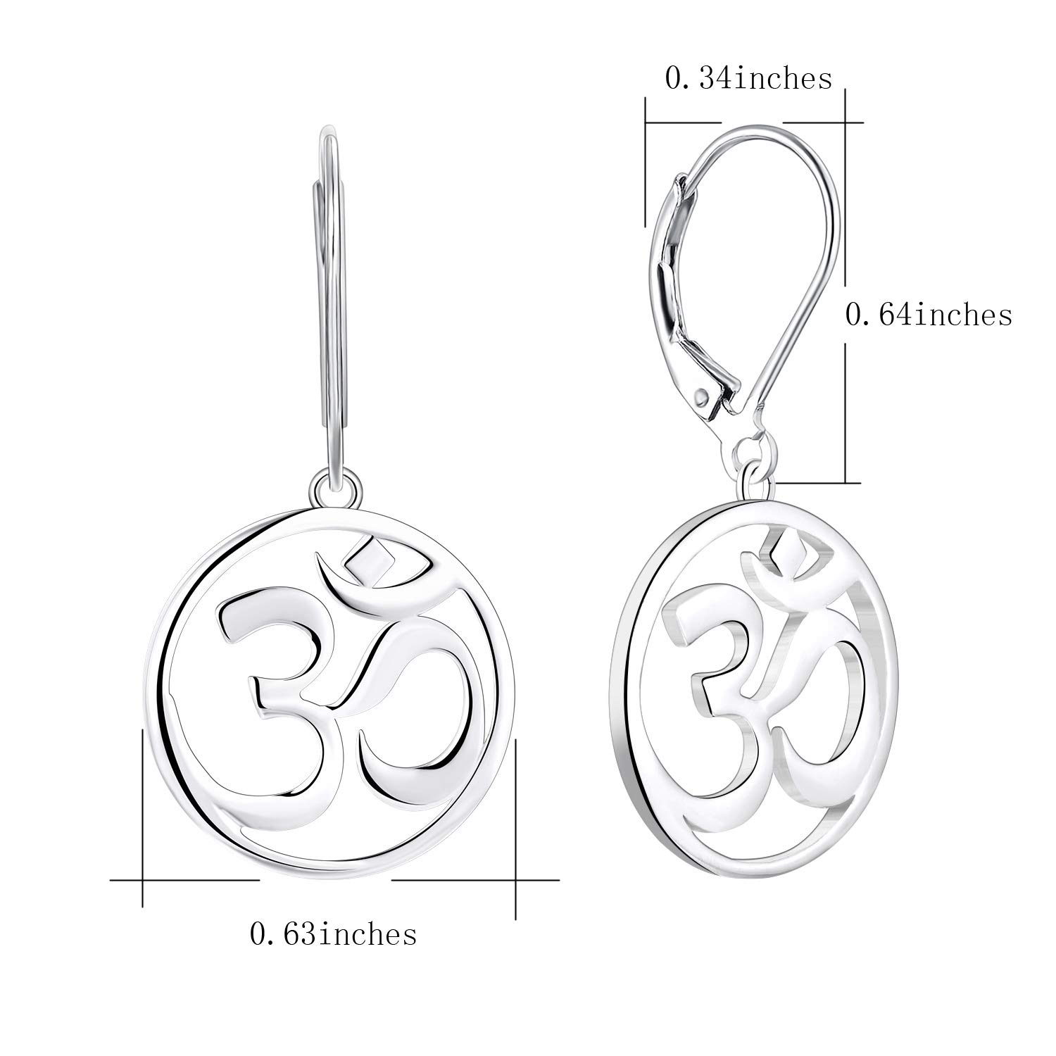 JO WISDOM 925 Sterling Silver OM Earrings - Leverback Drop Dangle Earrings for Women, Yoga & Meditation Jewelry, Spiritual Gift for Her