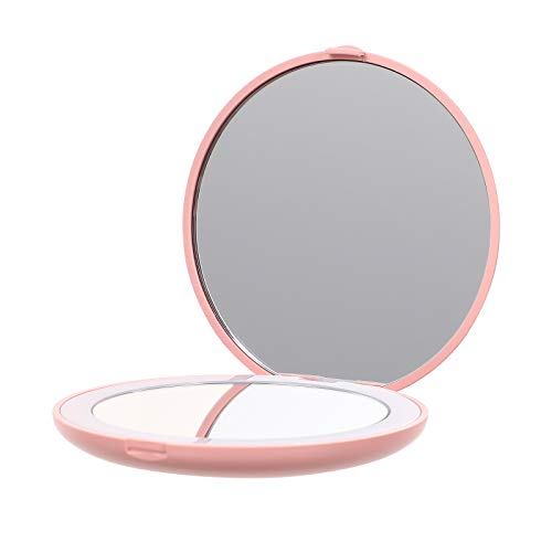 Foldable LED Makeup Mirror with 10x Magnification - Portable Handheld Vanity Mirror for Women & Girls - Perfect for Travel, Home Makeup & Salon Use